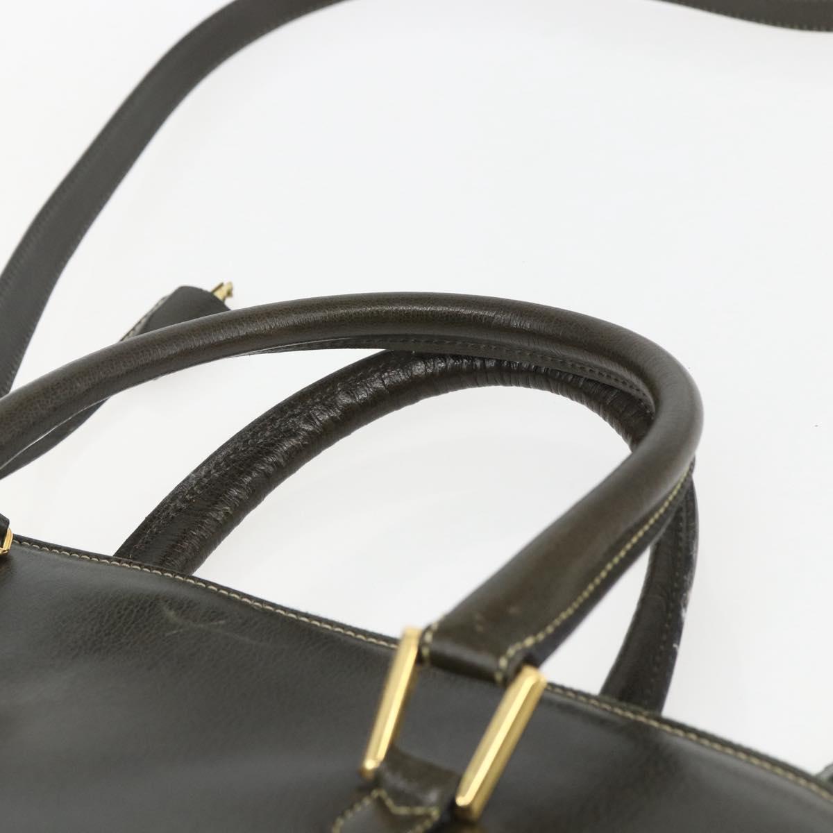 Salvatore Ferragamo Hand Bag Leather 2way Khaki Gold Auth gh1429