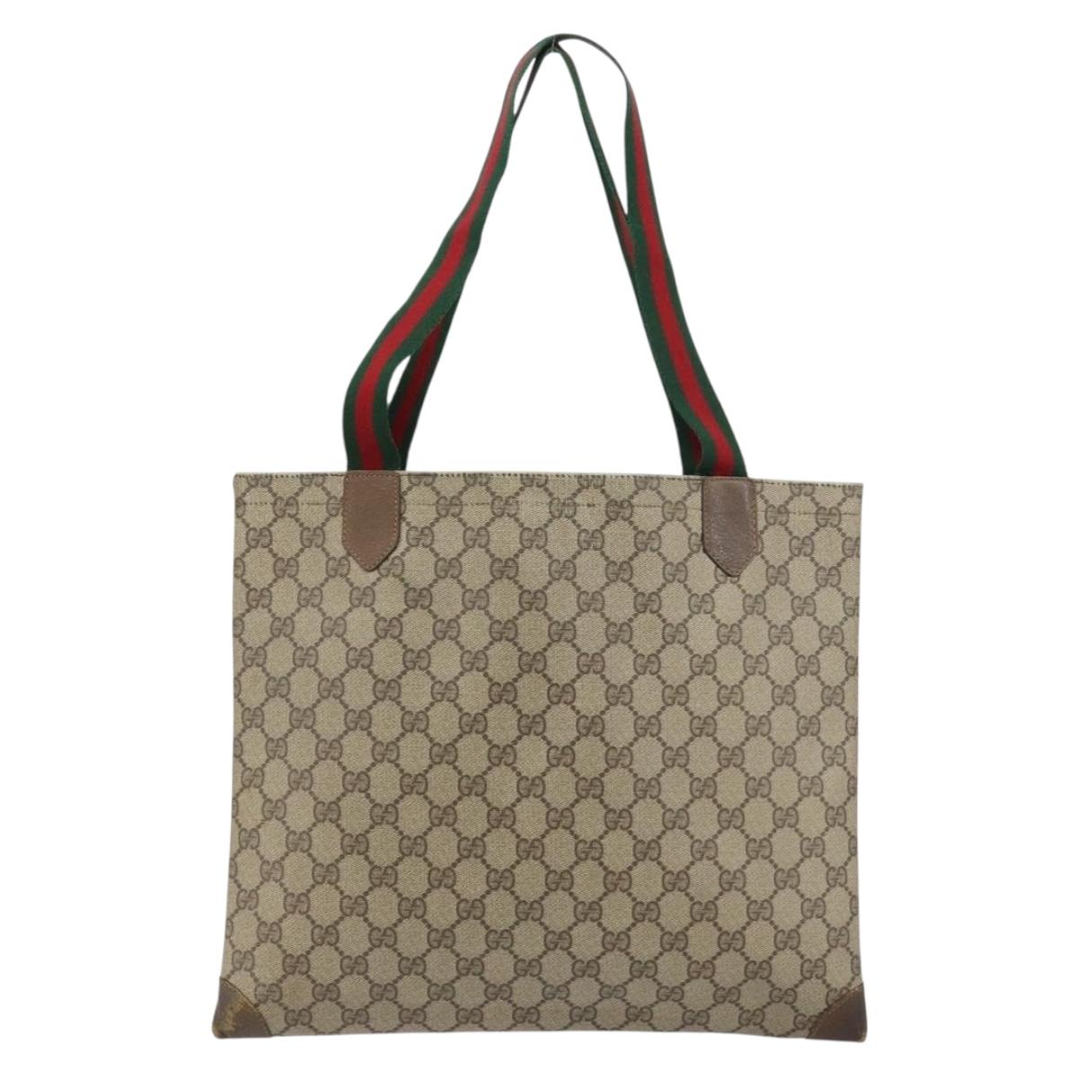 GUCCI GG Supreme Web Sherry Line Tote Bag PVC Beige 002 63 0048 Auth gh1436