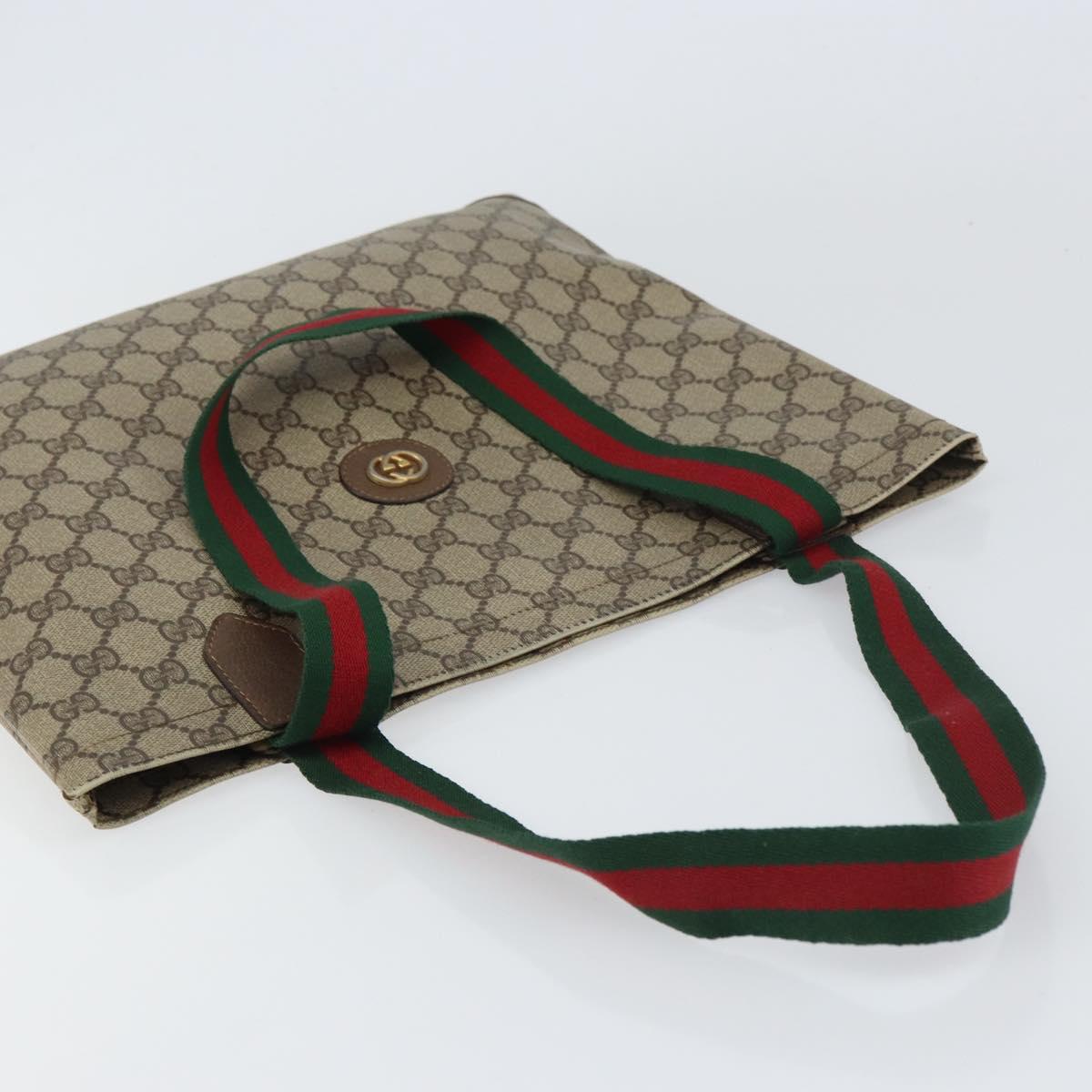 GUCCI GG Supreme Web Sherry Line Tote Bag PVC Beige 002 63 0048 Auth gh1436
