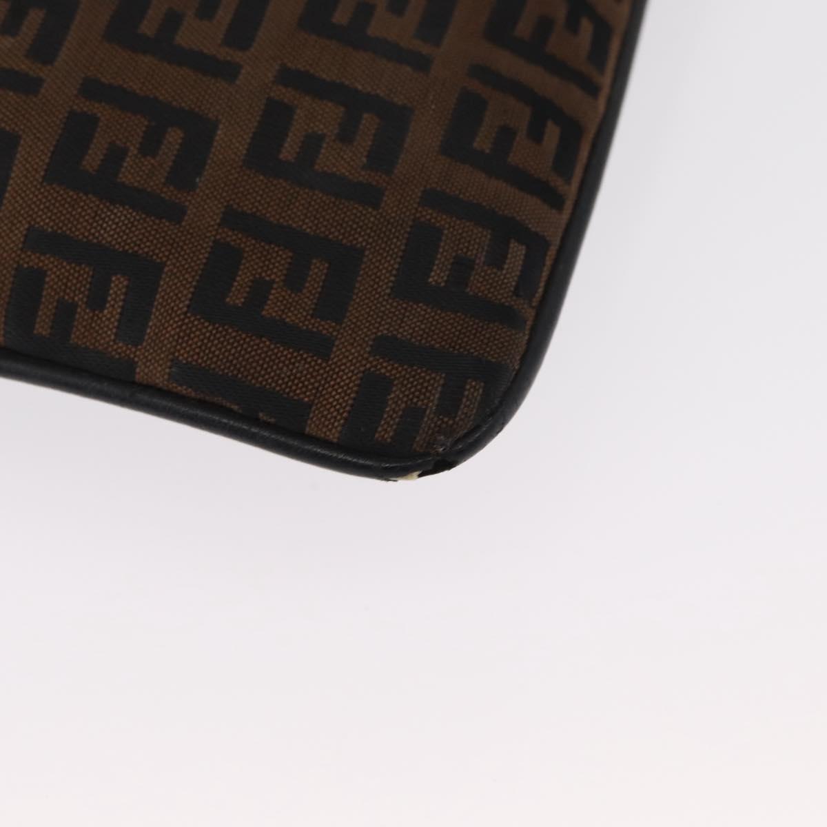 FENDI Zucchino Canvas Shoulder Bag Brown Auth gh1439
