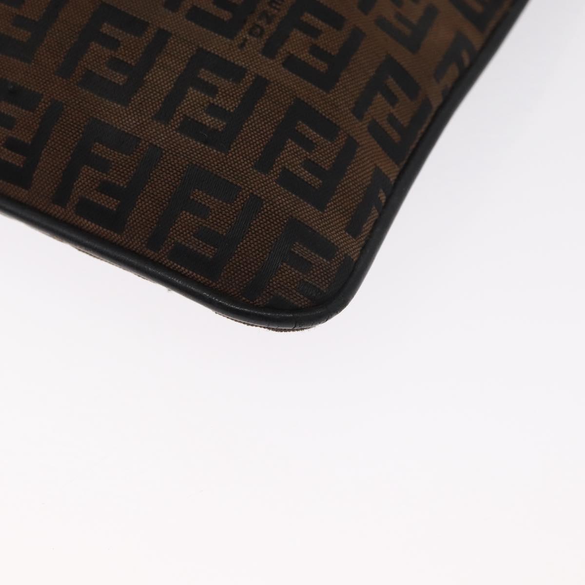 FENDI Zucchino Canvas Shoulder Bag Brown Auth gh1439