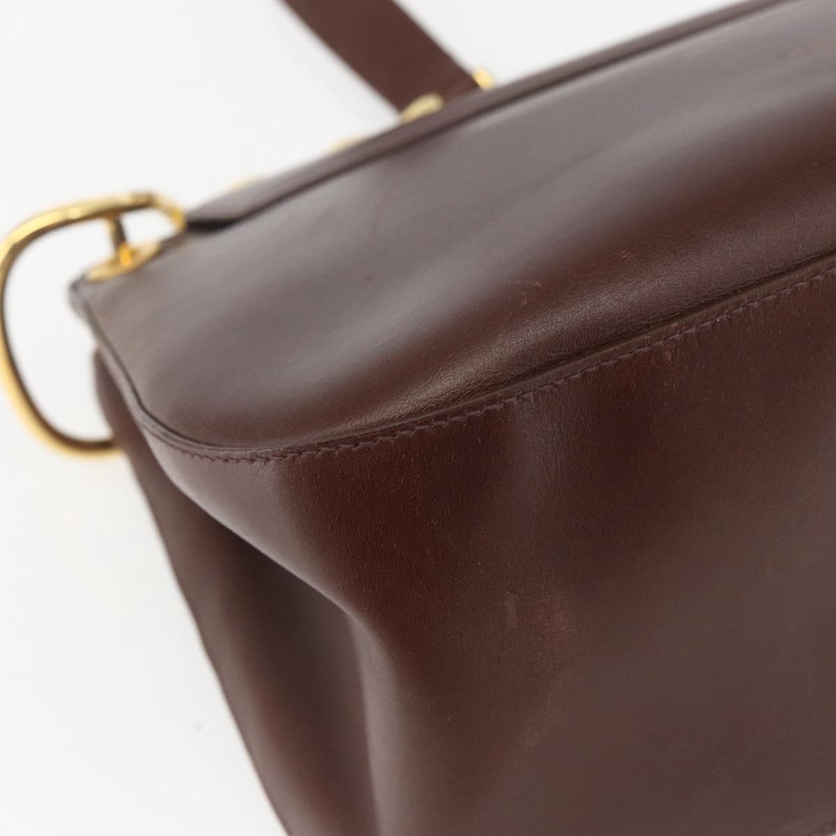 PRADA Shoulder Bag Leather Brown Gold Auth gh1442