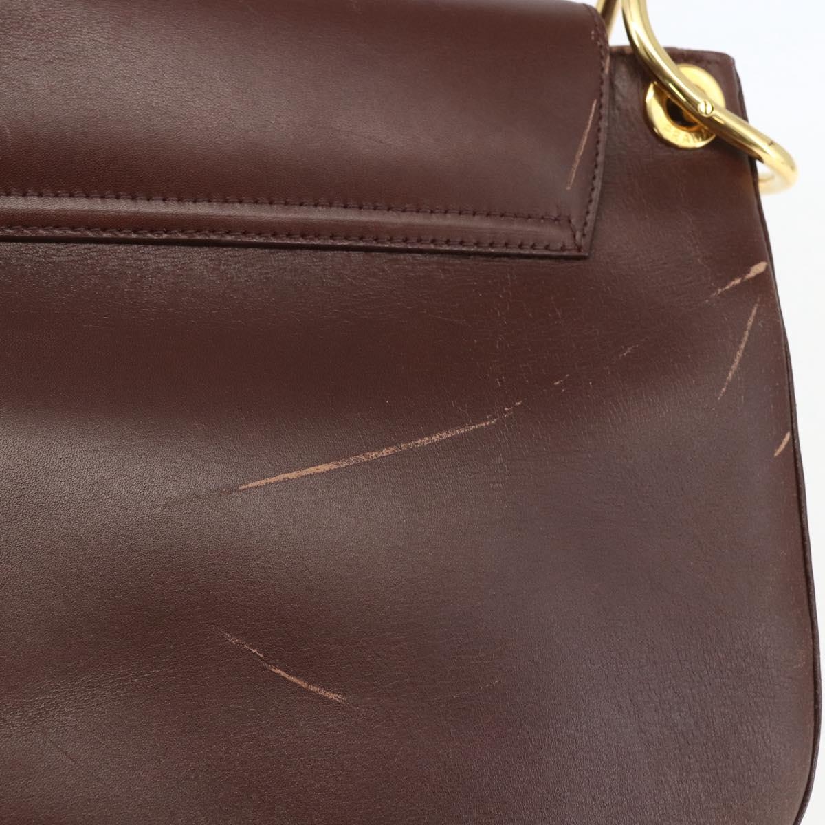 PRADA Shoulder Bag Leather Brown Gold Auth gh1442
