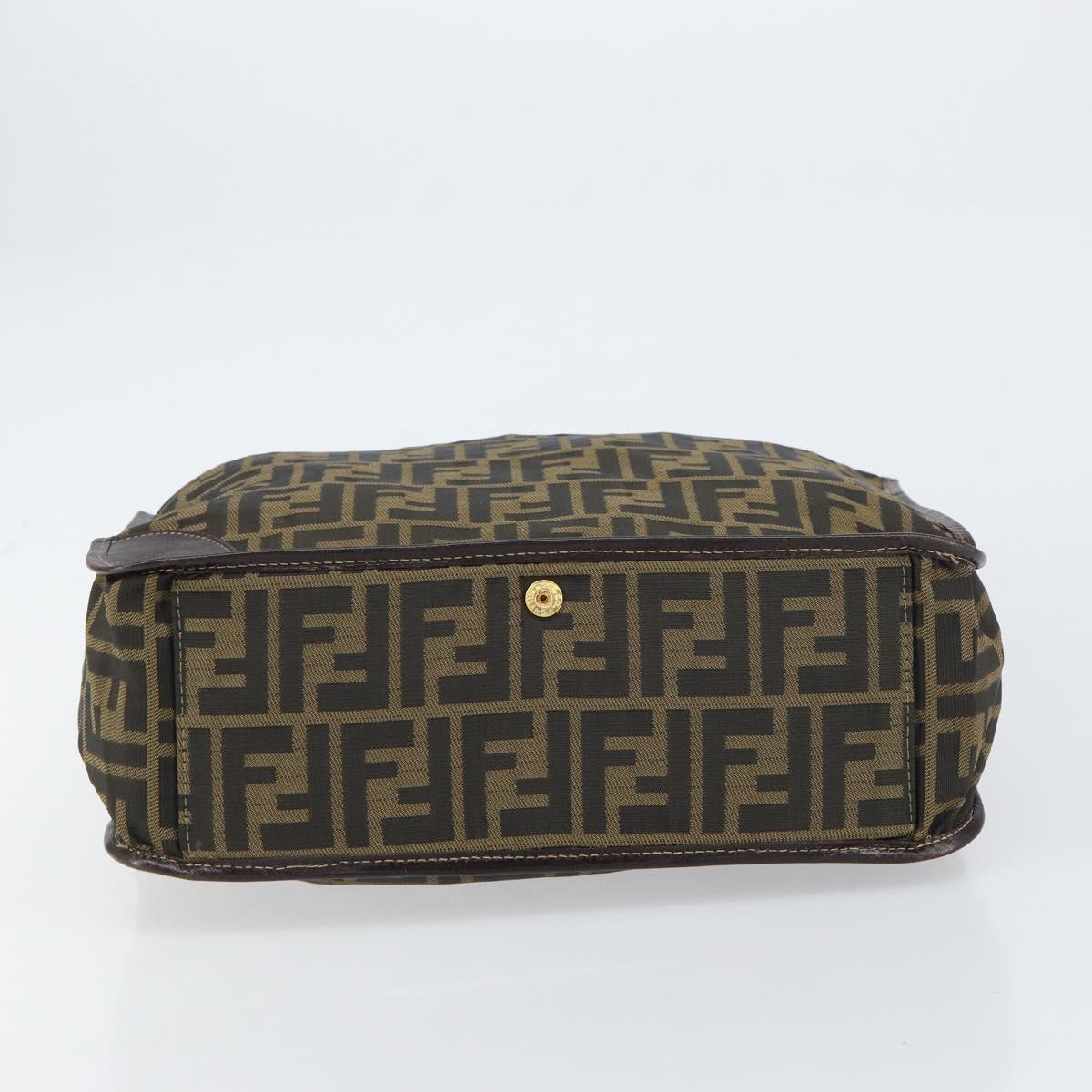 FENDI Zucca Canvas Tote Bag Black Brown Auth gh1447