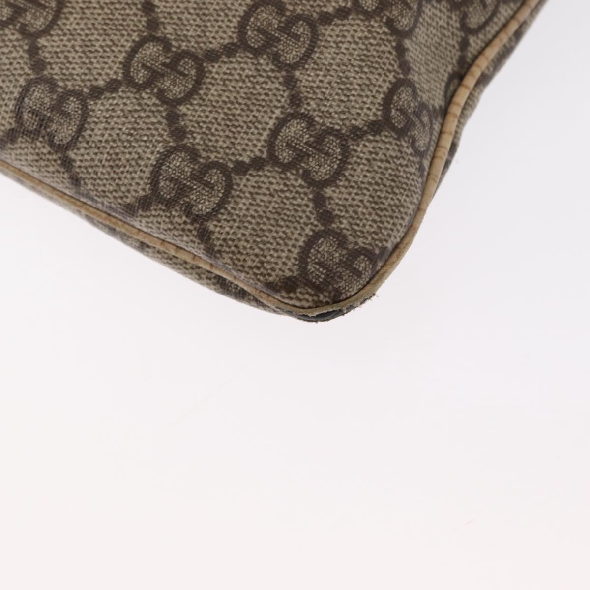 GUCCI GG Supreme Hand Bag PVC Beige Silver 117551 Auth gh1449