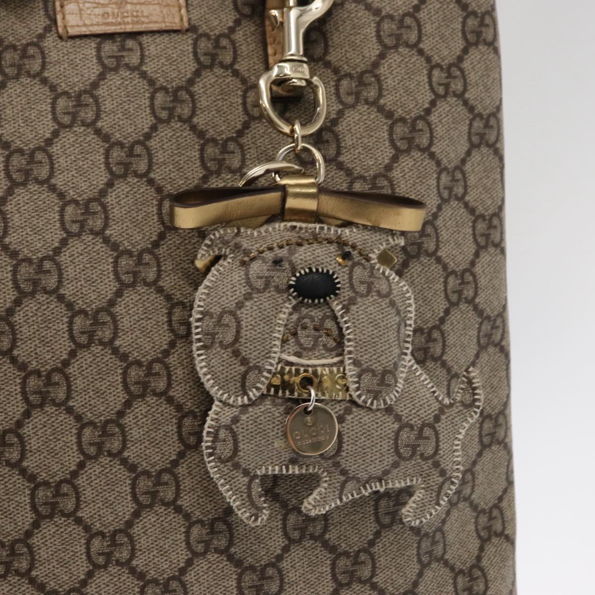 GUCCI GG Supreme Hand Bag PVC Beige Silver 117551 Auth gh1449