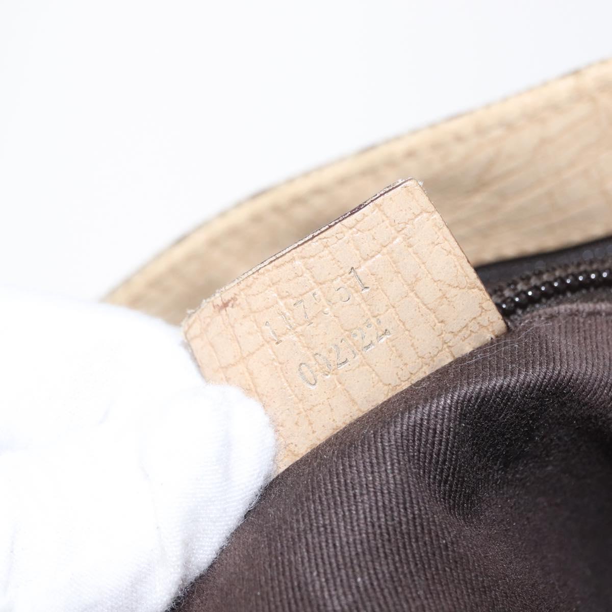 GUCCI GG Supreme Hand Bag PVC Beige Silver 117551 Auth gh1449