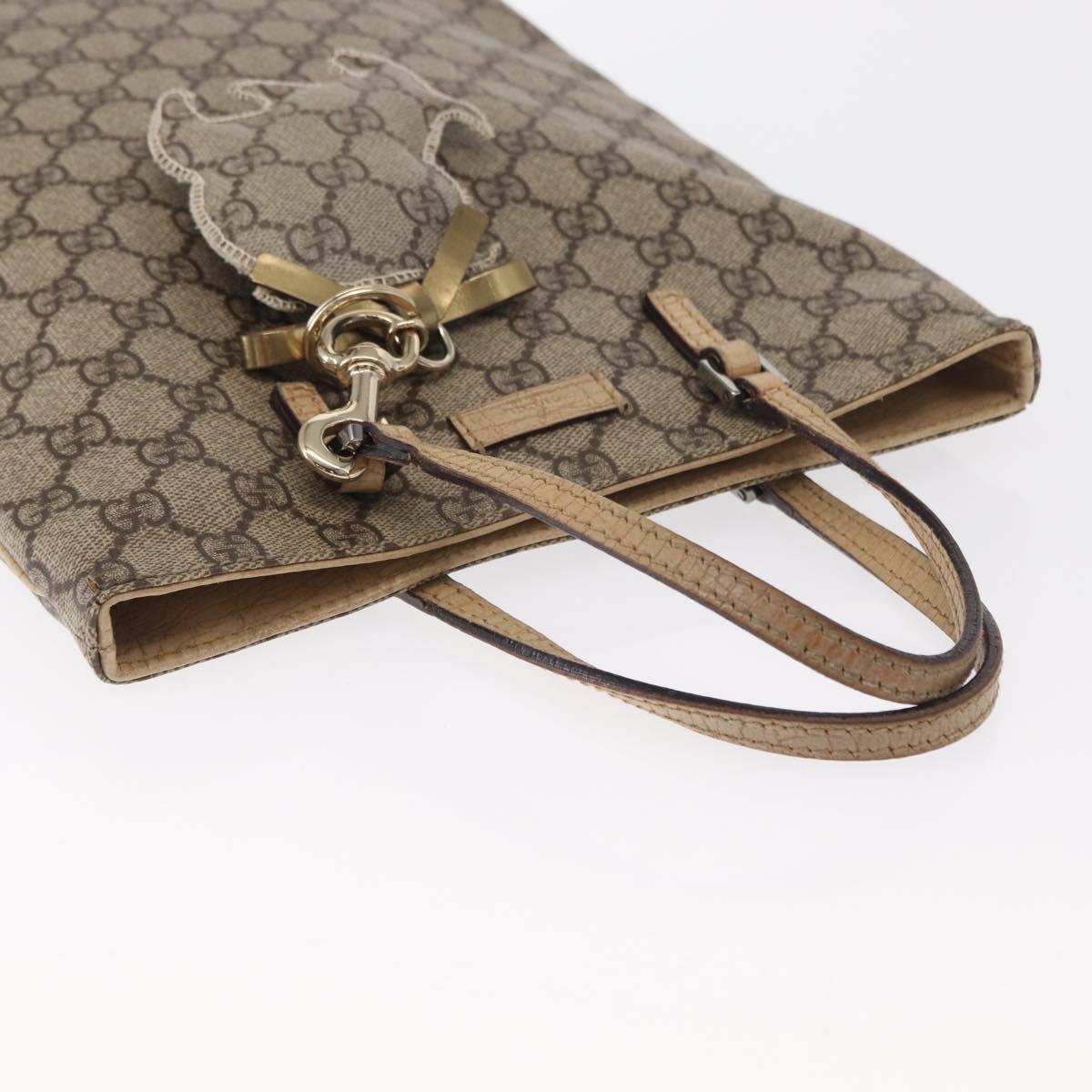 GUCCI GG Supreme Hand Bag PVC Beige Silver 117551 Auth gh1449