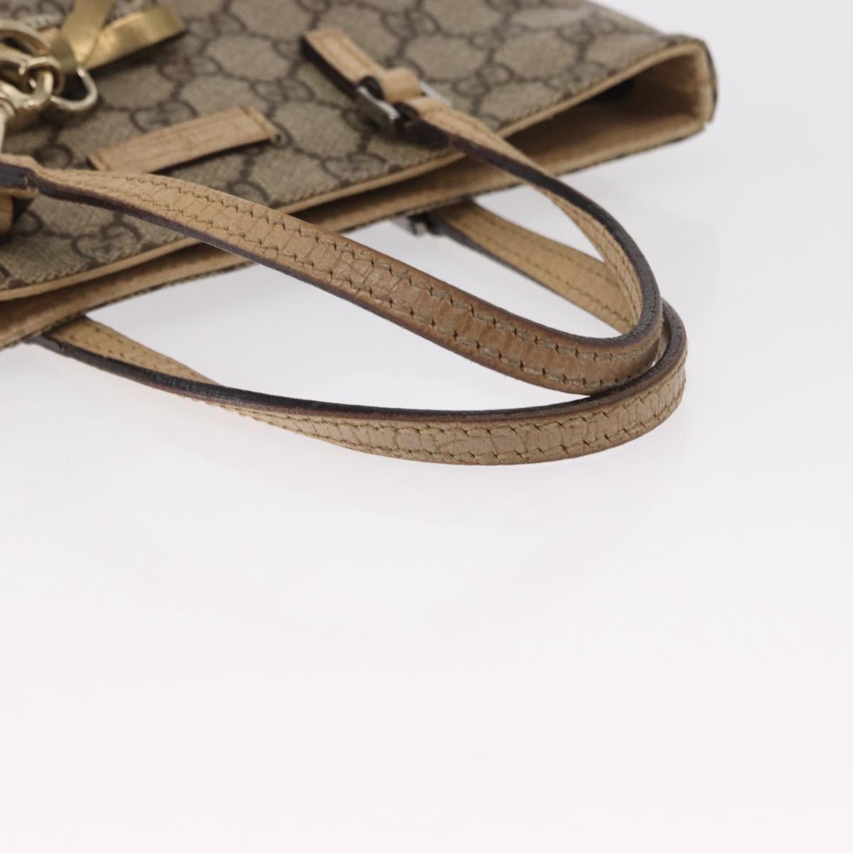 GUCCI GG Supreme Hand Bag PVC Beige Silver 117551 Auth gh1449