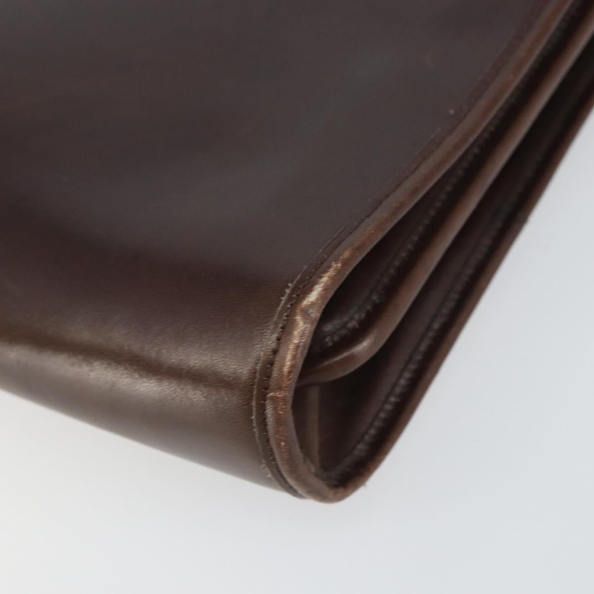 Christian Dior Hand Bag Leather Brown Gold Auth gh1451