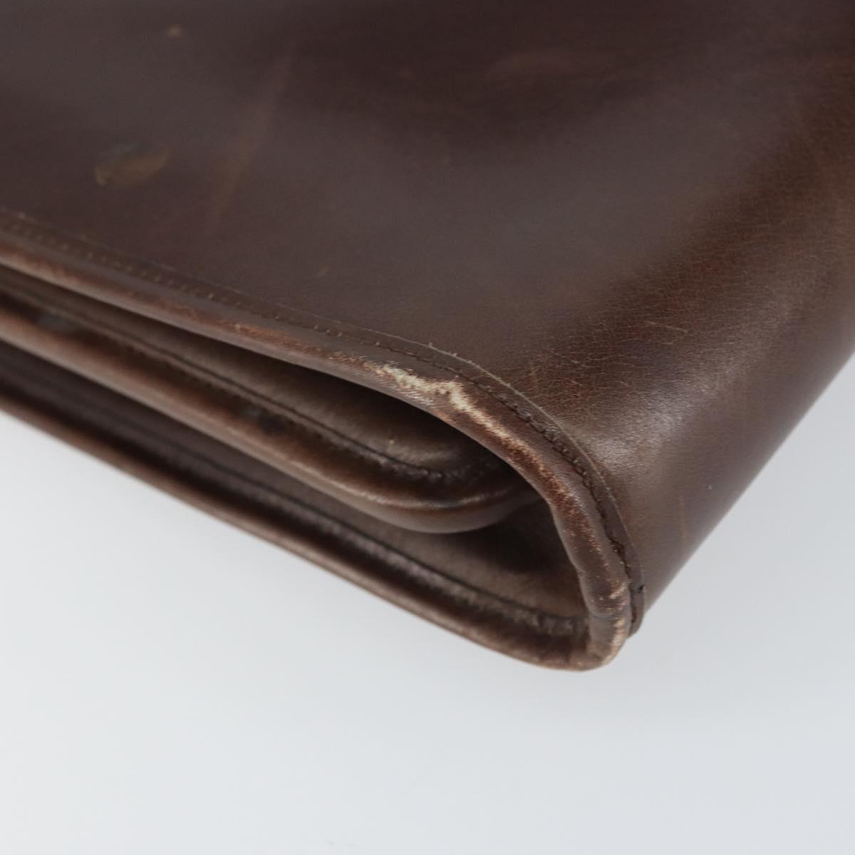 Christian Dior Hand Bag Leather Brown Gold Auth gh1451