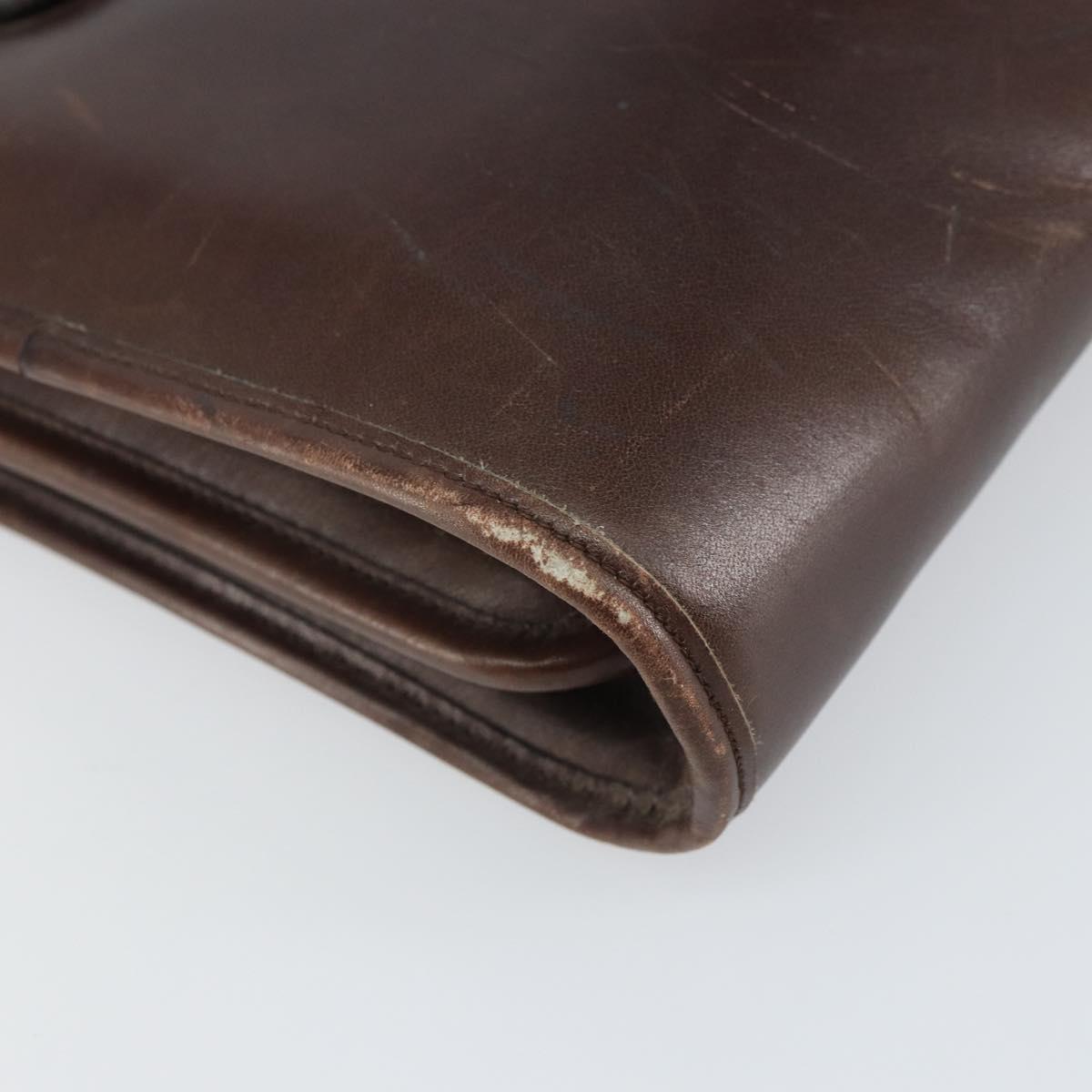 Christian Dior Hand Bag Leather Brown Gold Auth gh1451