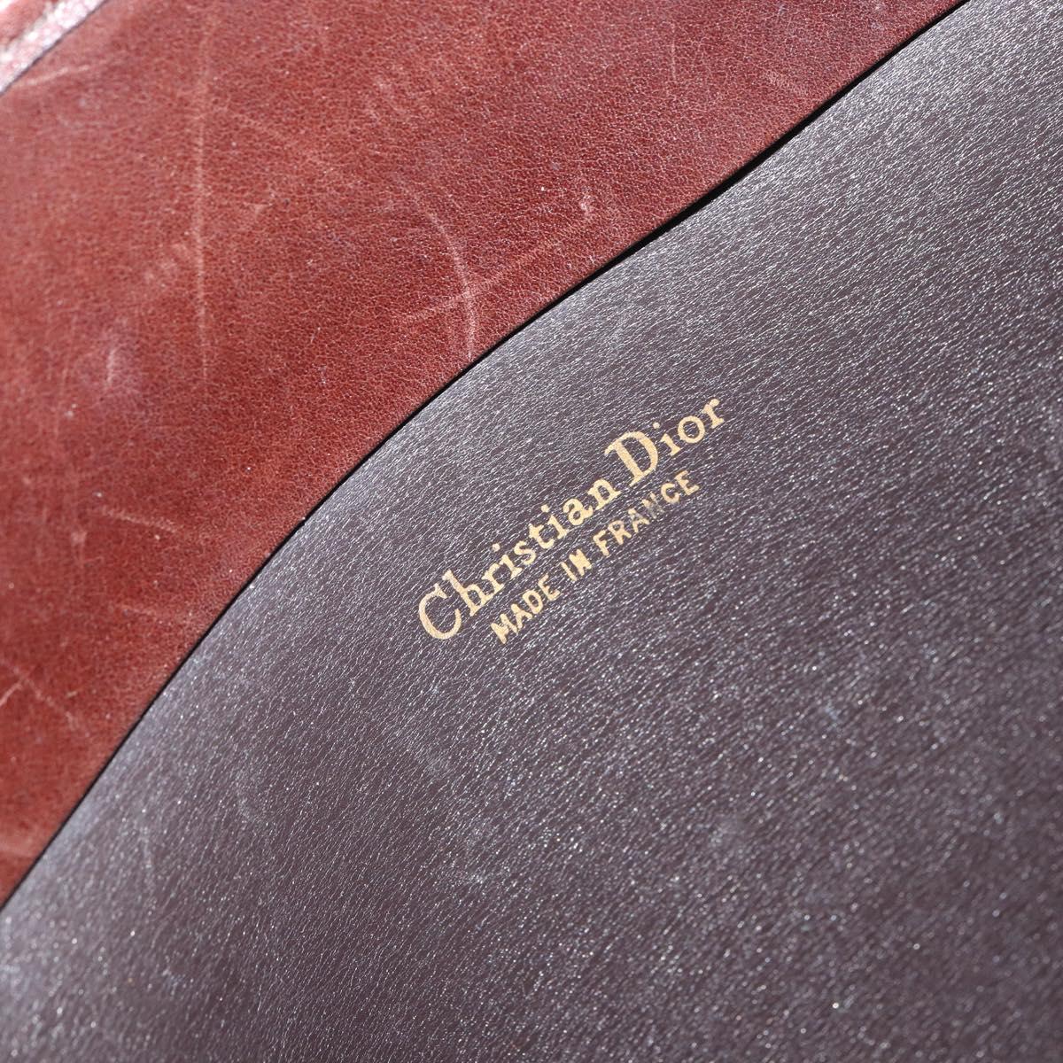 Christian Dior Hand Bag Leather Brown Gold Auth gh1451
