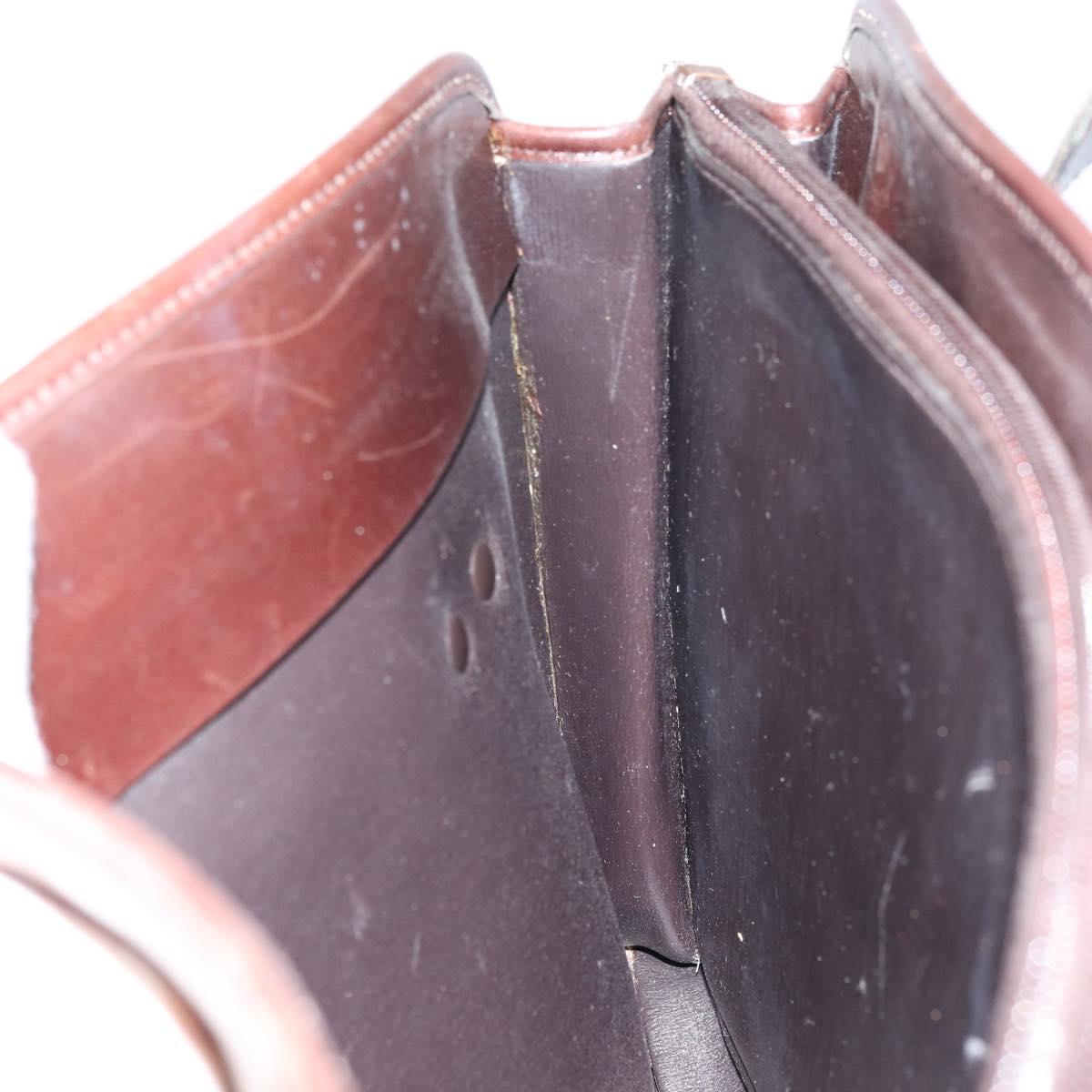 Christian Dior Hand Bag Leather Brown Gold Auth gh1451