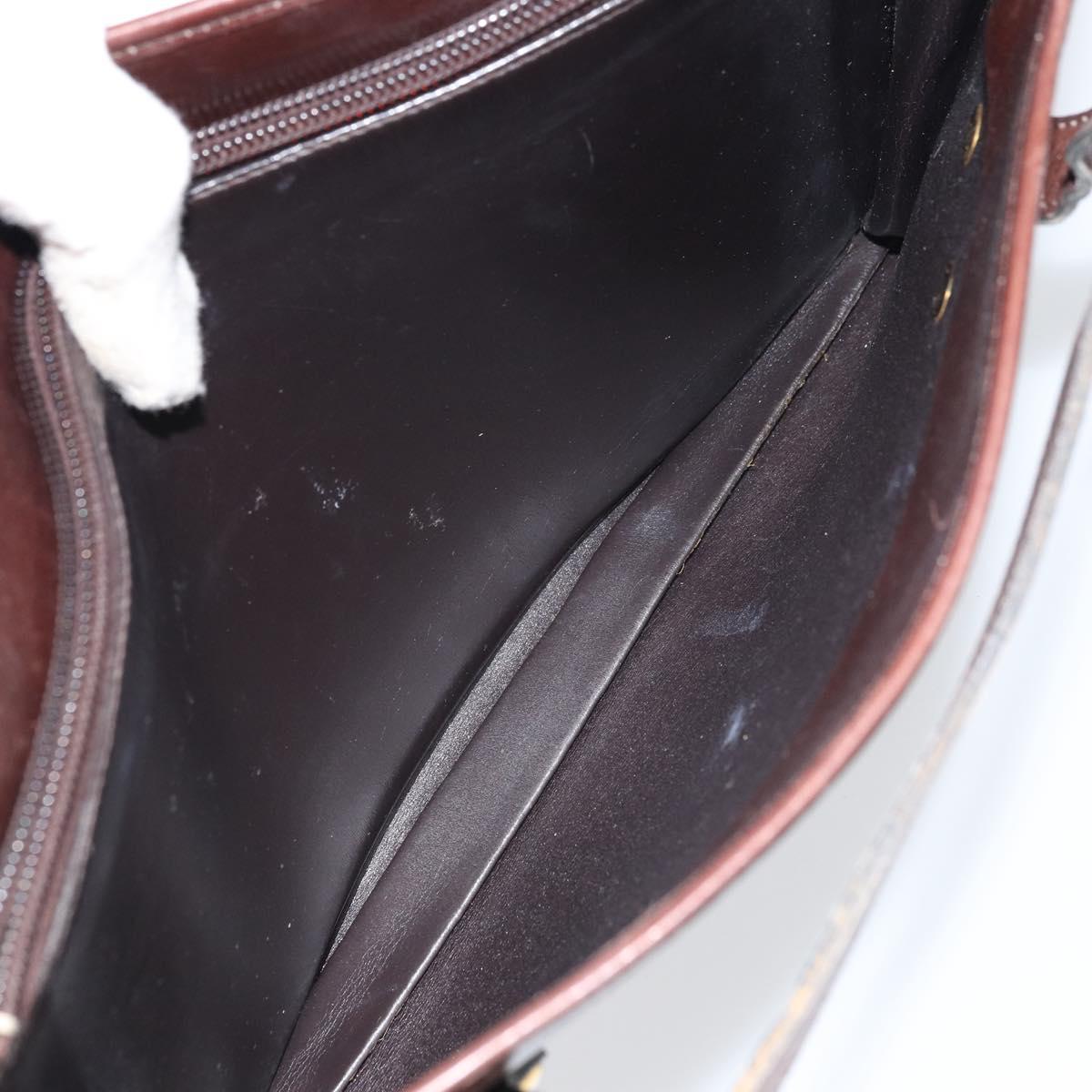 Christian Dior Hand Bag Leather Brown Gold Auth gh1451