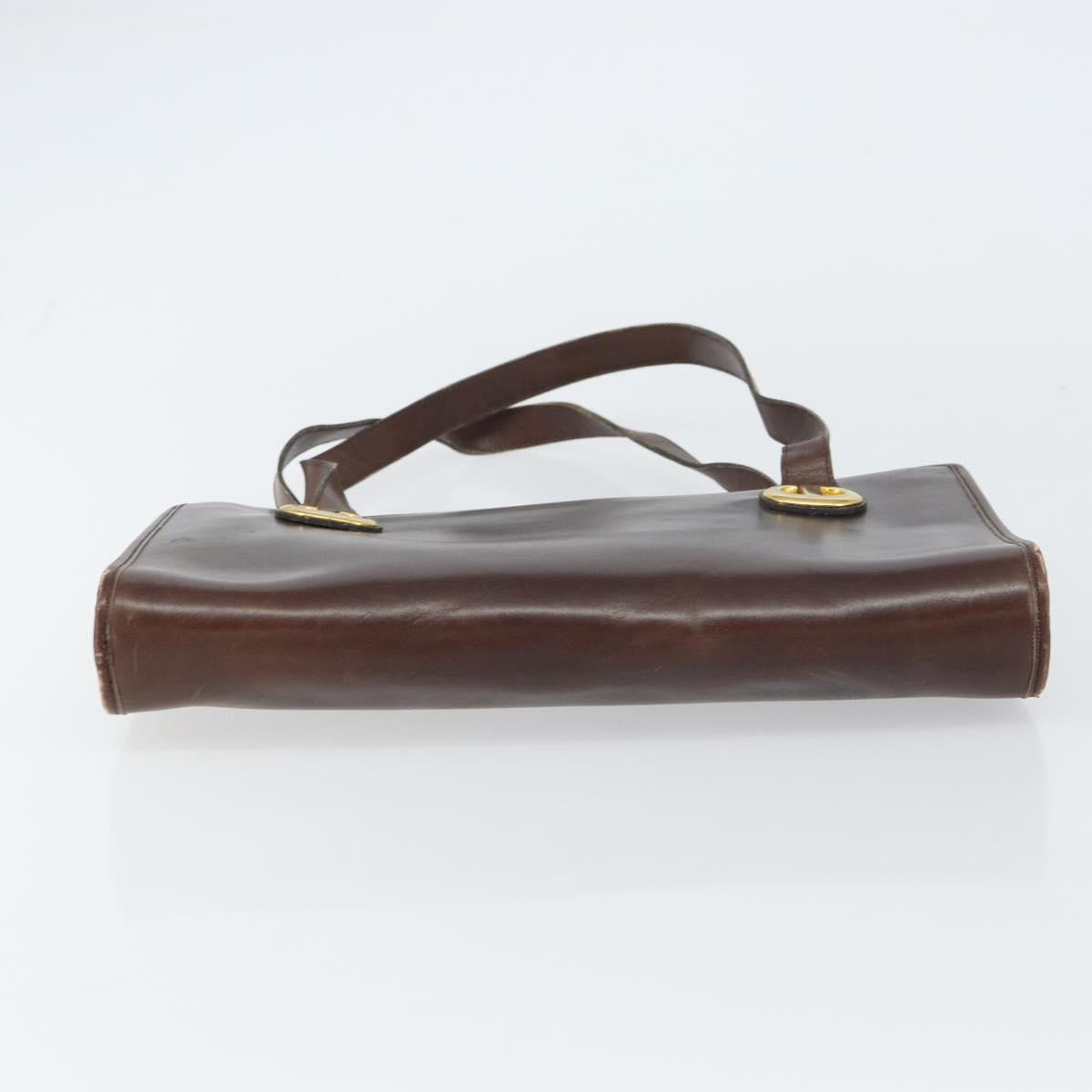 Christian Dior Hand Bag Leather Brown Gold Auth gh1451