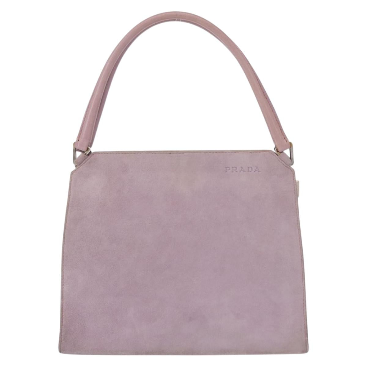 PRADA Hand Bag Suede Purple Silver Auth gh1452