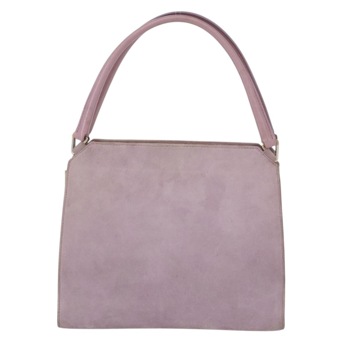 PRADA Hand Bag Suede Purple Silver Auth gh1452