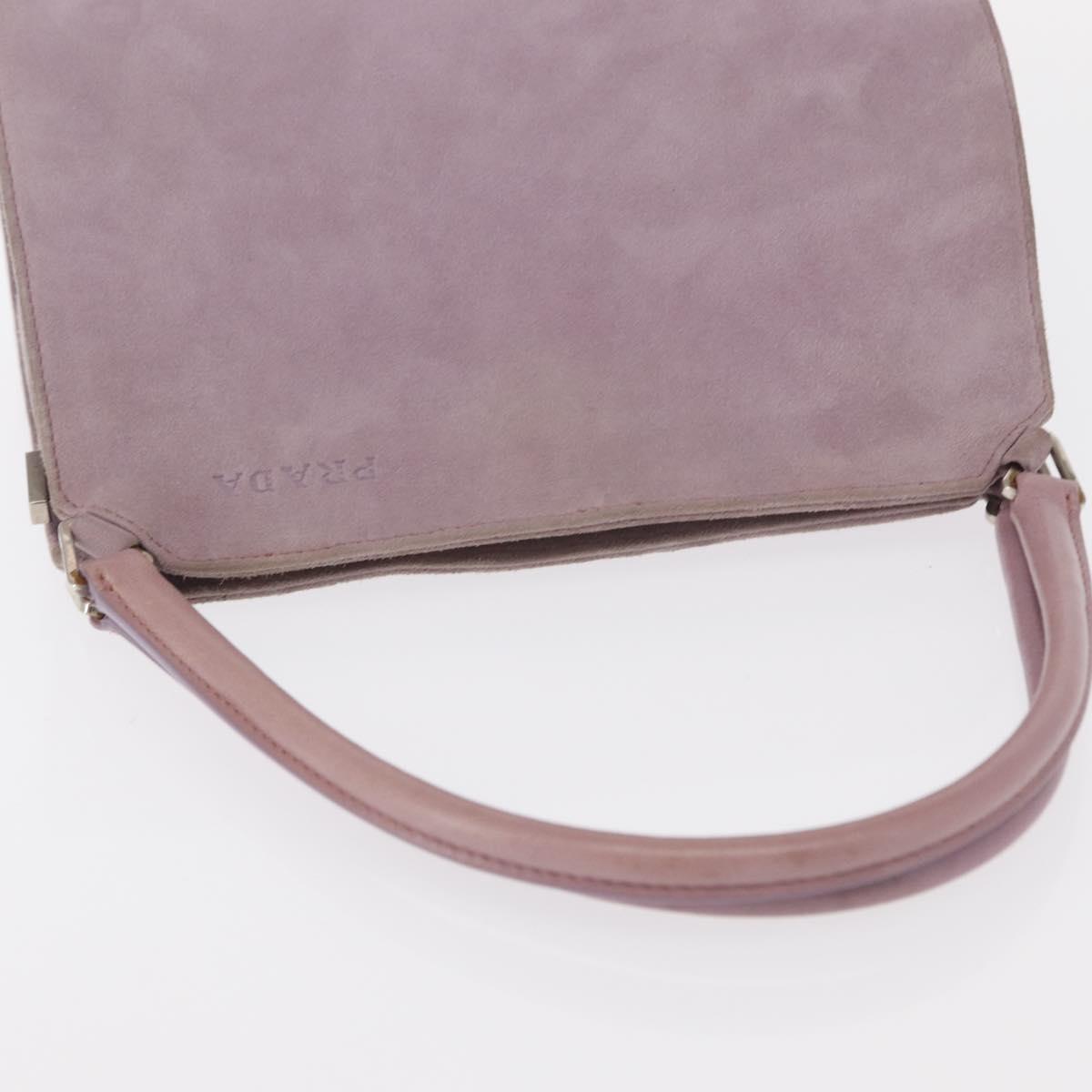 PRADA Hand Bag Suede Purple Silver Auth gh1452