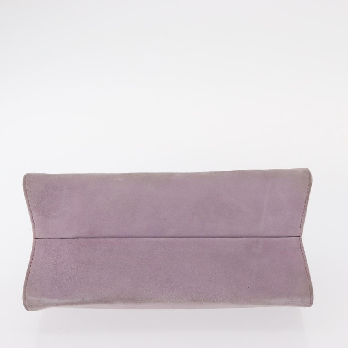 PRADA Hand Bag Suede Purple Silver Auth gh1452