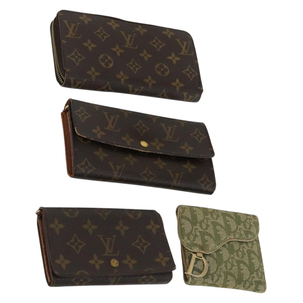 LOUIS VUITTON Dior Monogram Trotter Canvas Wallet 4 Set Green LV Auth gh1453
