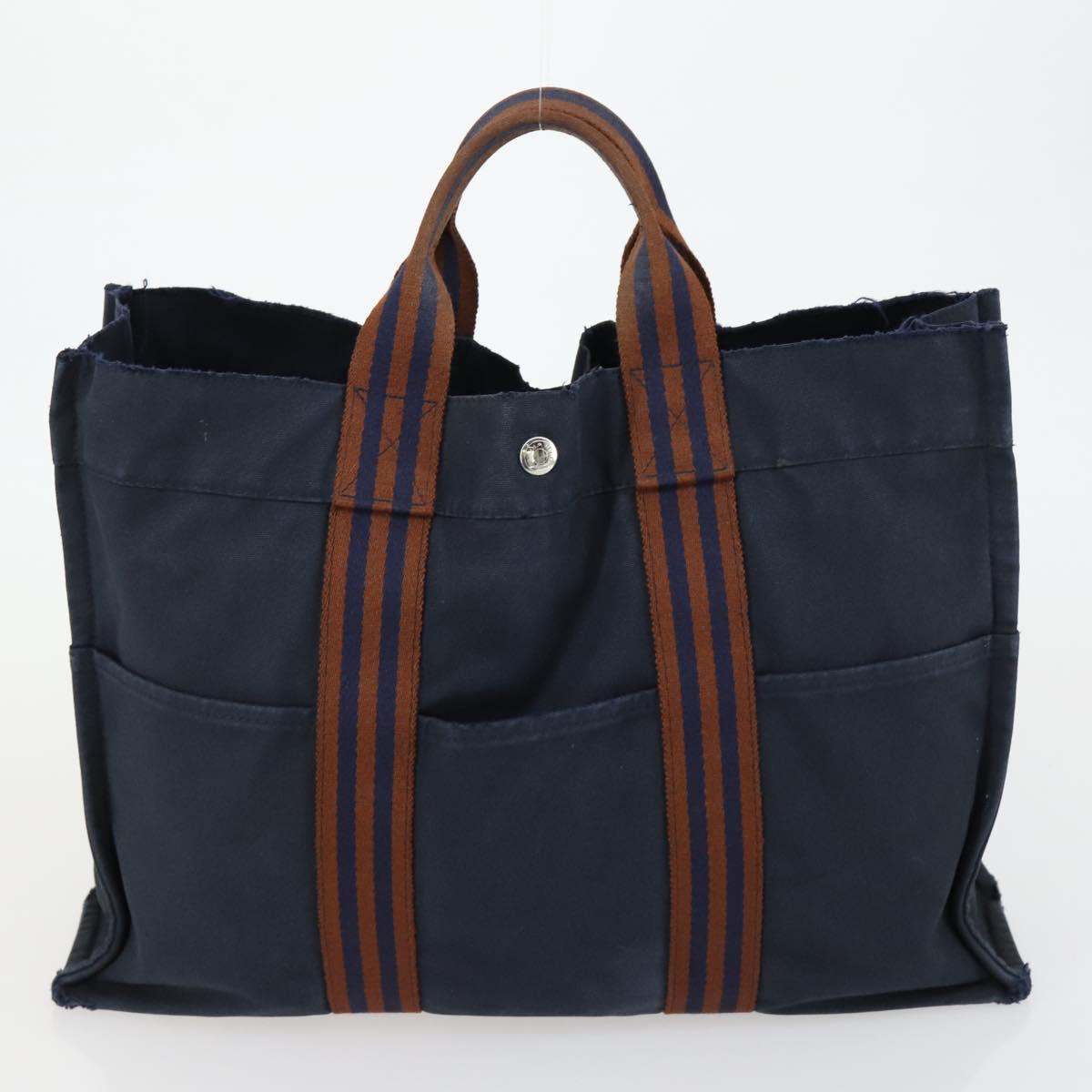 HERMES PRADA Hand Bag Canvas nylon 2 Set Black Navy Auth gh1454