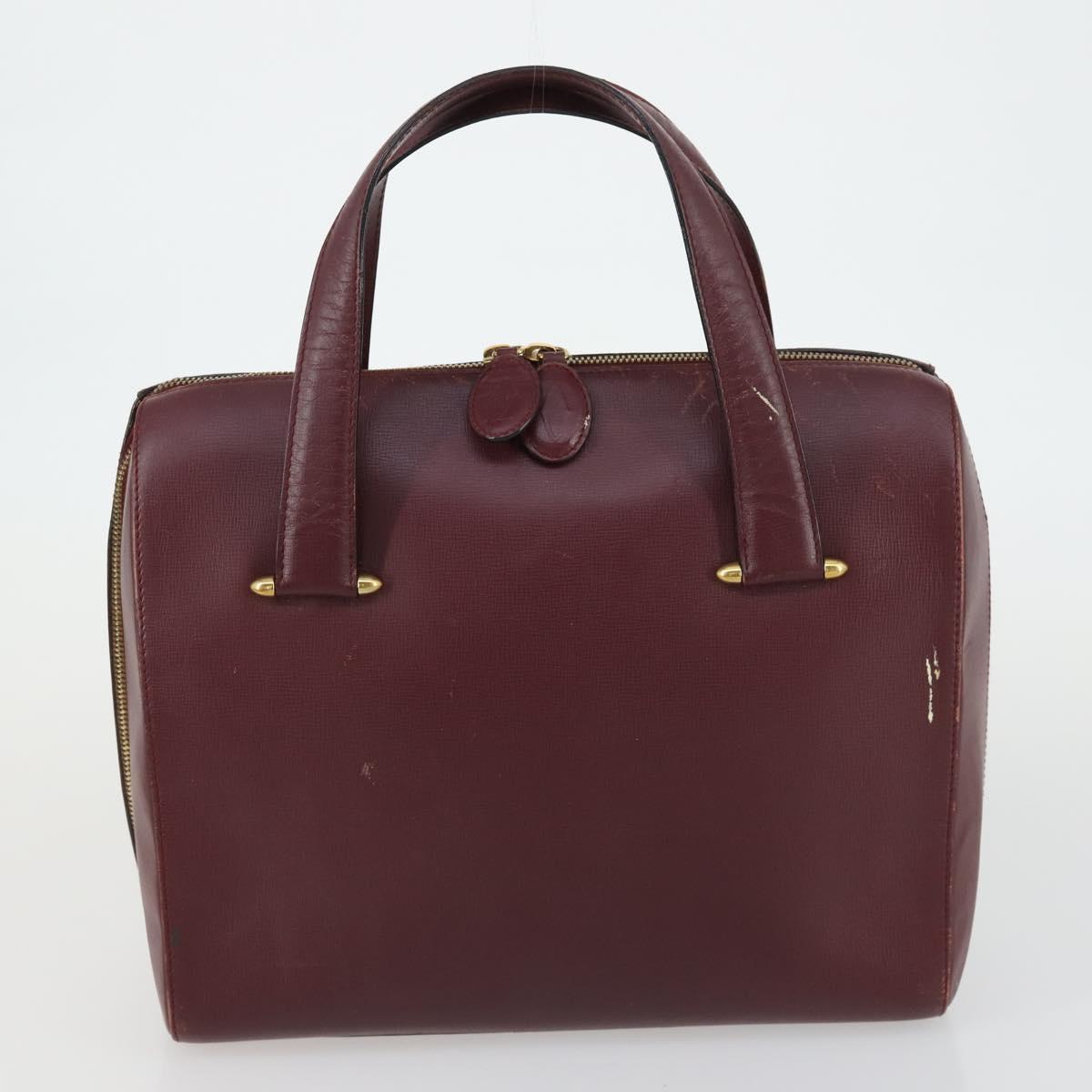 CARTIER Bag Leather 2 Set Bordeaux Auth gh1456