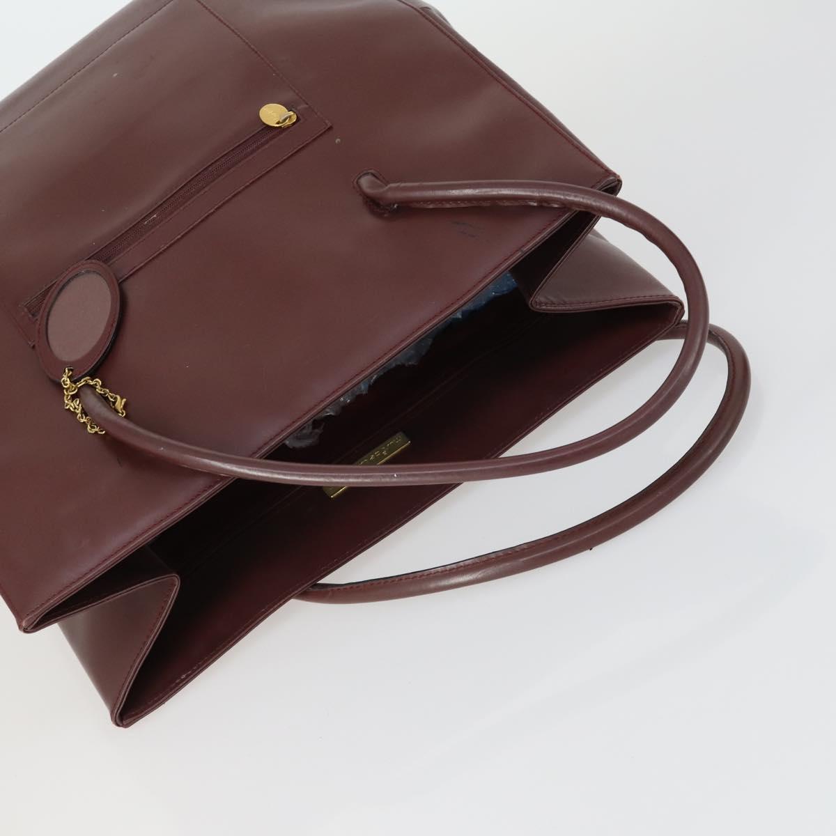 CARTIER Bag Leather 2 Set Bordeaux Auth gh1456