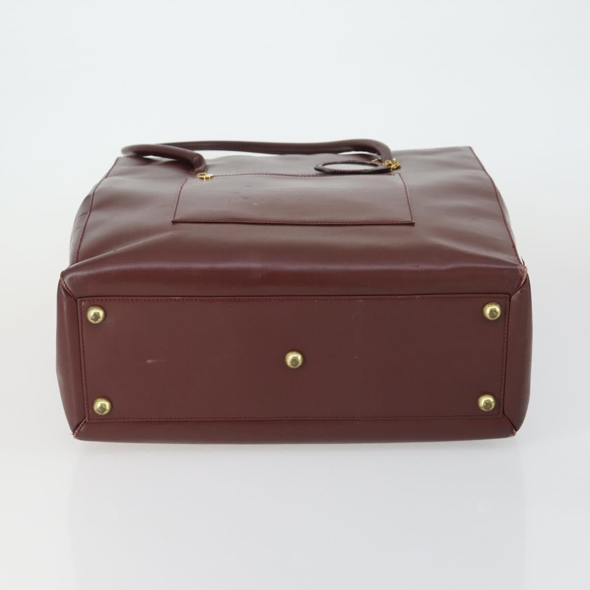 CARTIER Bag Leather 2 Set Bordeaux Auth gh1456