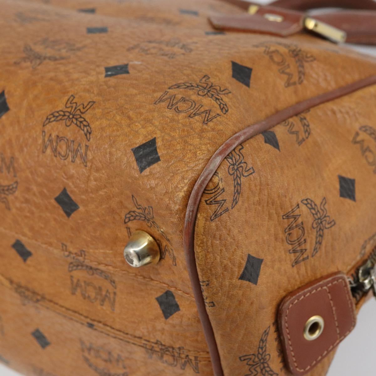MCM Vicetos Logogram Hand Bag PVC Leather Brown Gold Auth gh1457