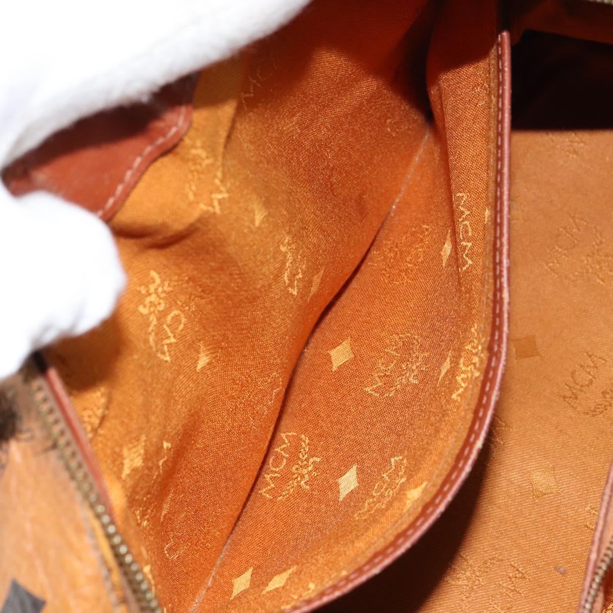 MCM Vicetos Logogram Hand Bag PVC Leather Brown Gold Auth gh1457