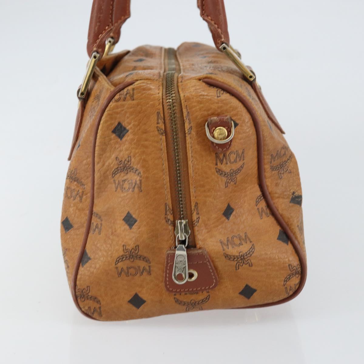 MCM Vicetos Logogram Hand Bag PVC Leather Brown Gold Auth gh1457