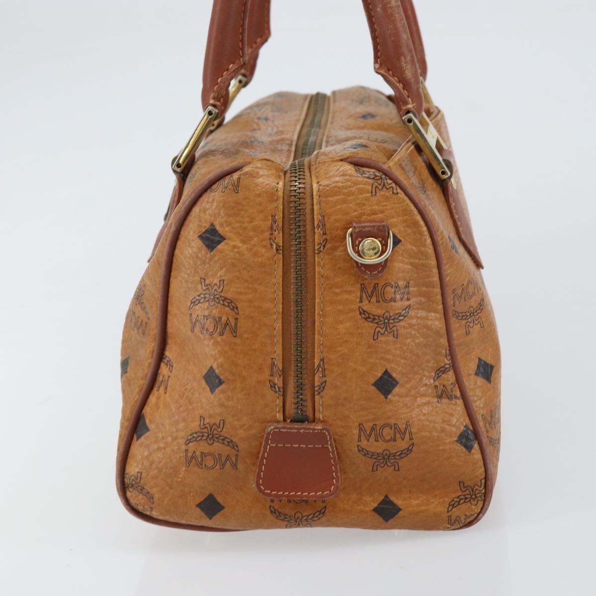 MCM Vicetos Logogram Hand Bag PVC Leather Brown Gold Auth gh1457