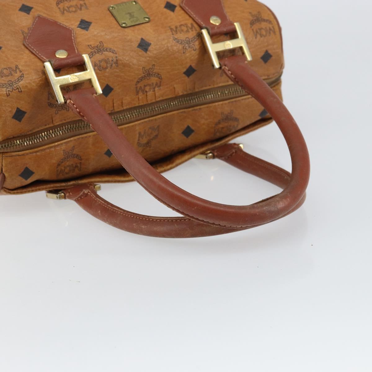MCM Vicetos Logogram Hand Bag PVC Leather Brown Gold Auth gh1457
