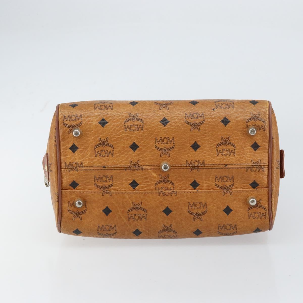 MCM Vicetos Logogram Hand Bag PVC Leather Brown Gold Auth gh1457
