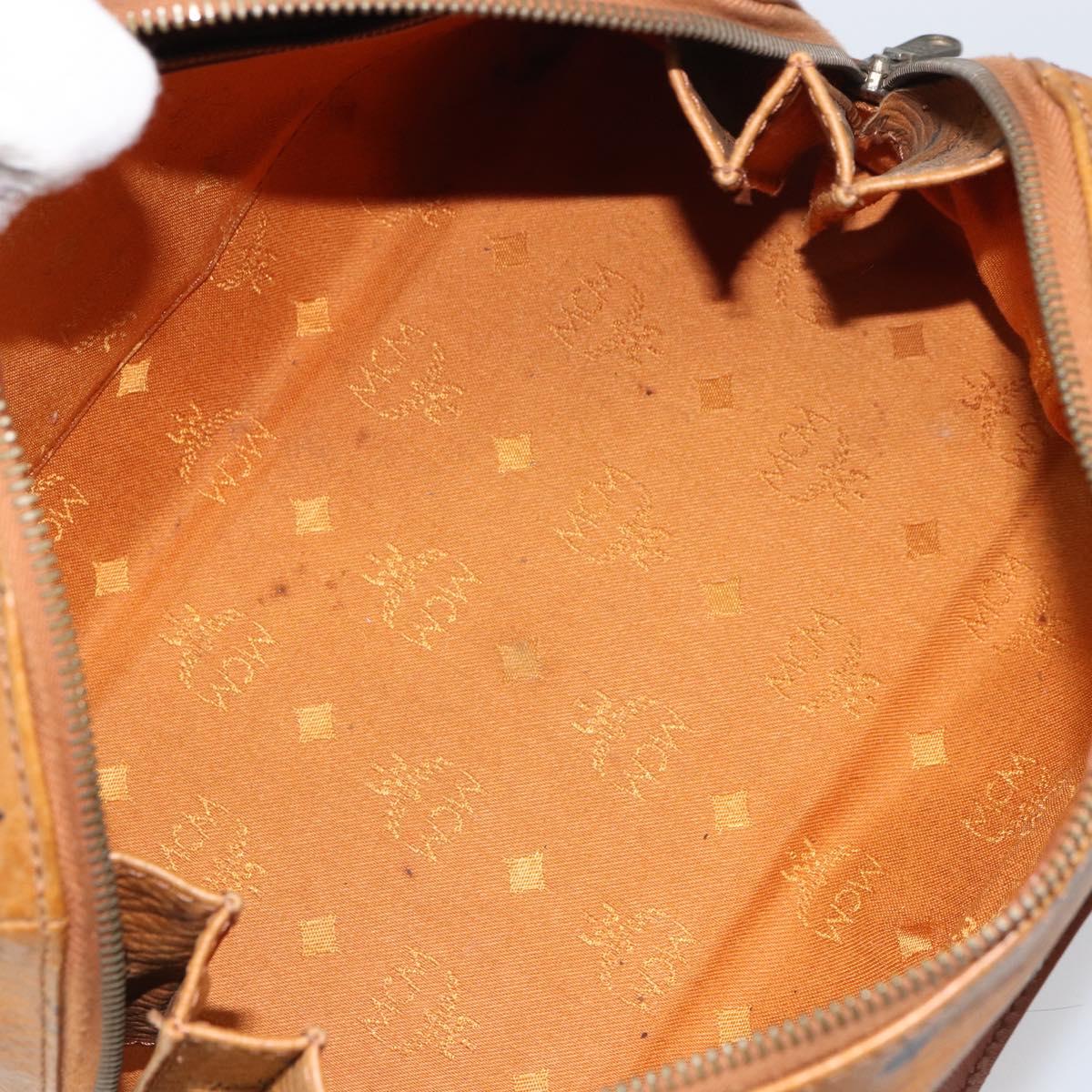 MCM Vicetos Logogram Hand Bag PVC Leather Brown Gold Auth gh1458