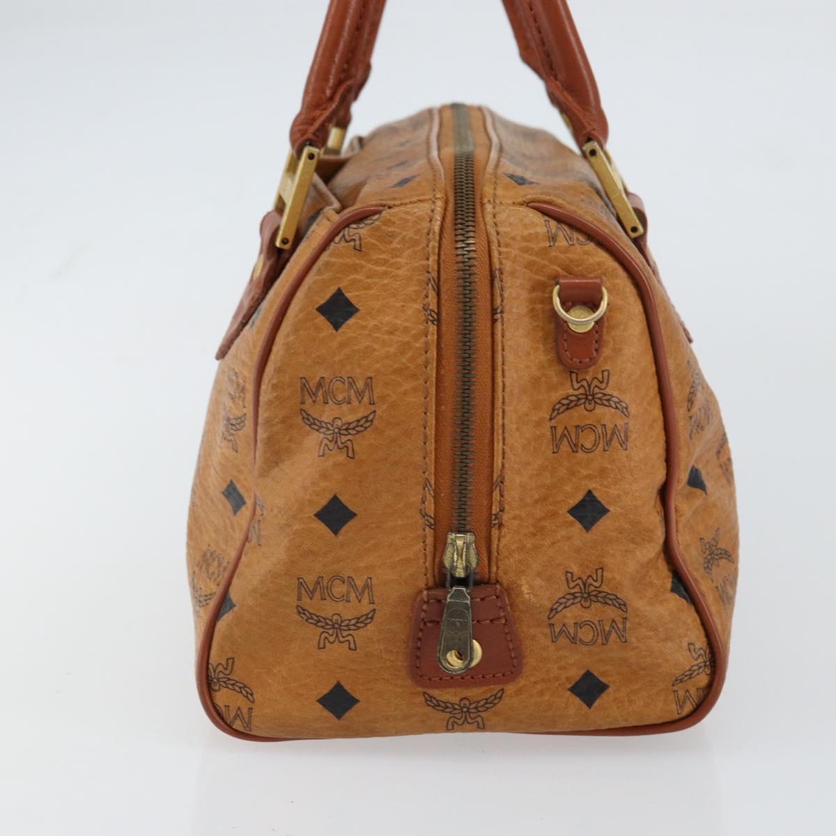 MCM Vicetos Logogram Hand Bag PVC Leather Brown Gold Auth gh1458
