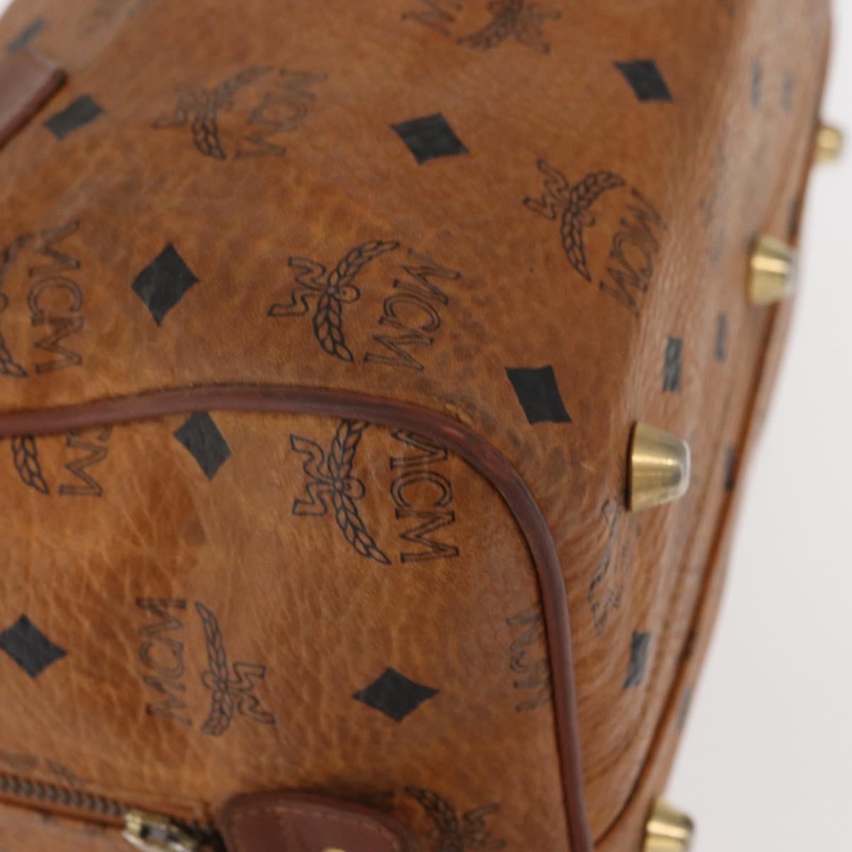 MCM Vicetos Logogram Hand Bag PVC Leather 2way Brown Gold Auth gh1459