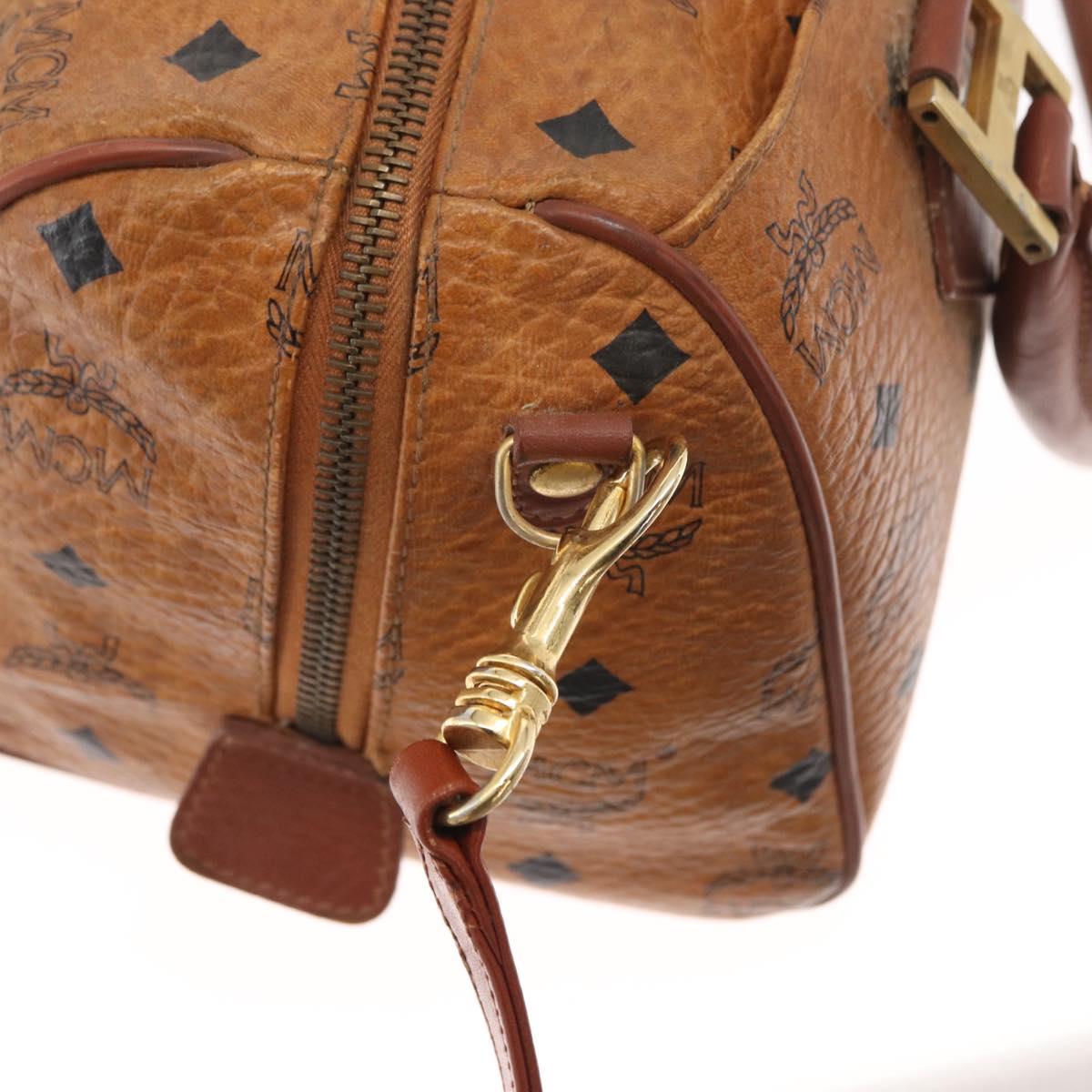 MCM Vicetos Logogram Hand Bag PVC Leather 2way Brown Gold Auth gh1459