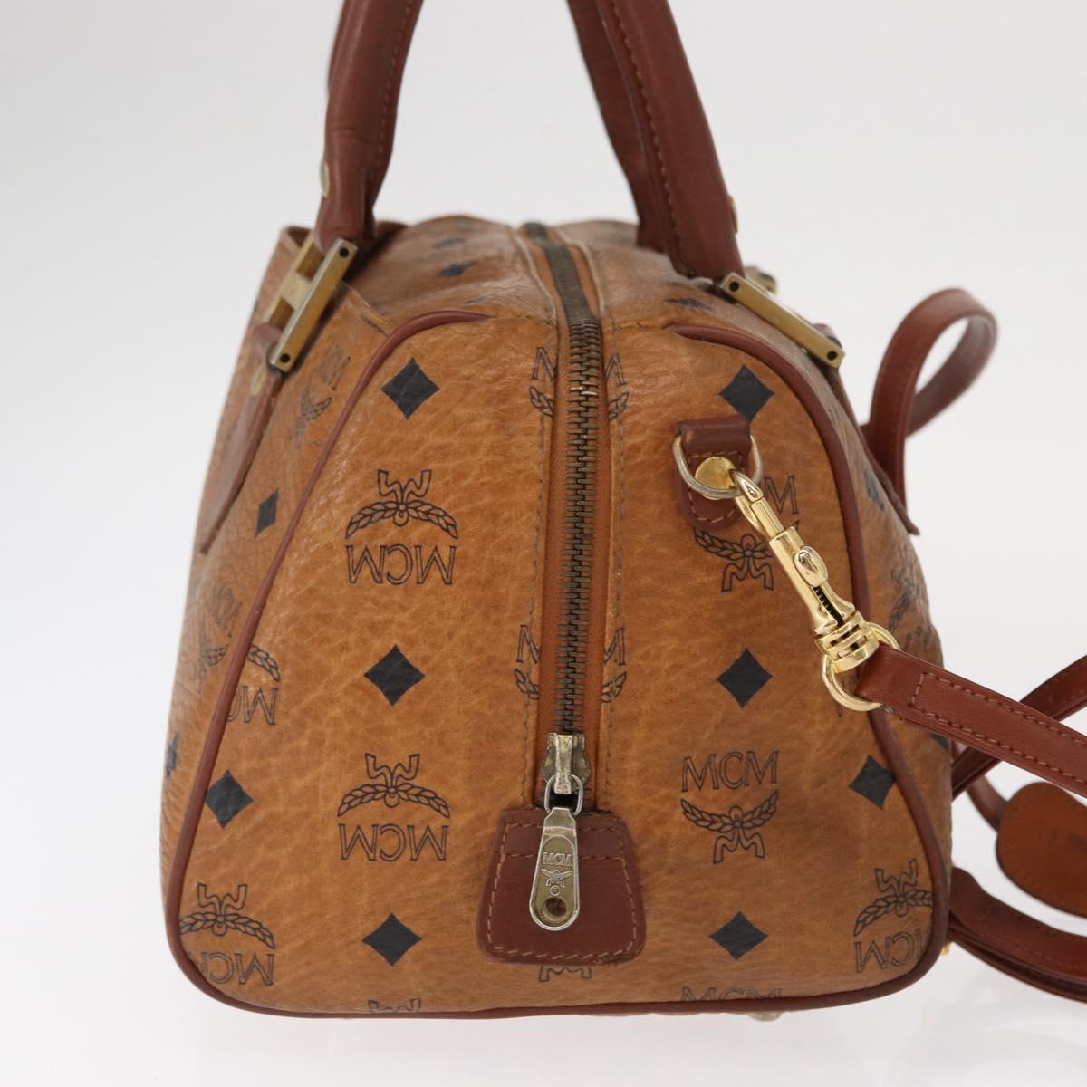 MCM Vicetos Logogram Hand Bag PVC Leather 2way Brown Gold Auth gh1459