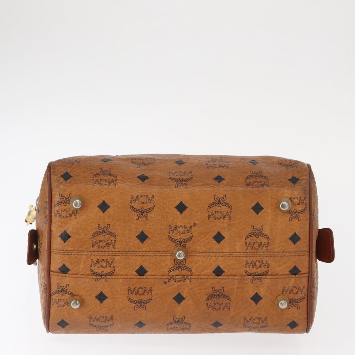 MCM Vicetos Logogram Hand Bag PVC Leather 2way Brown Gold Auth gh1459