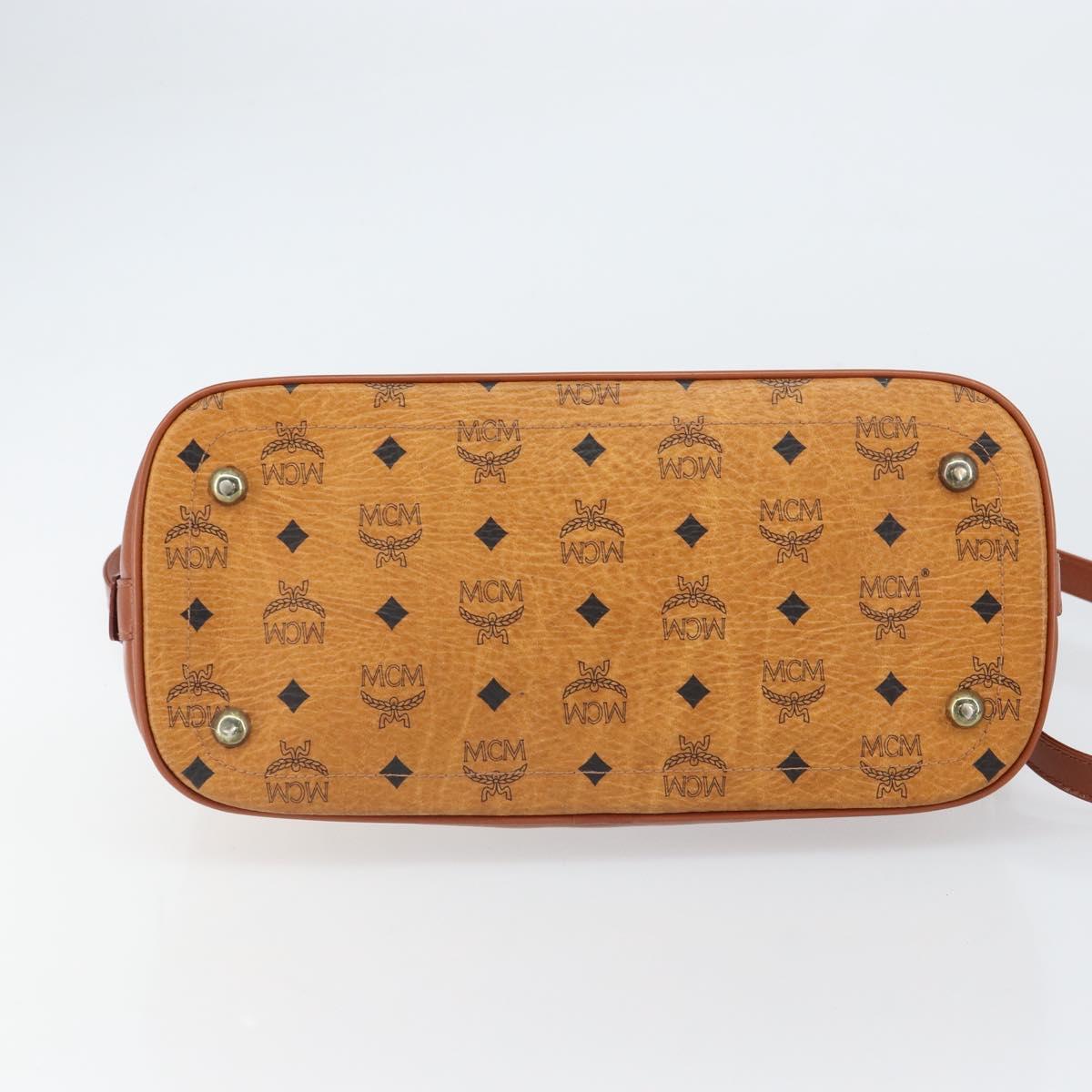 MCM Vicetos Logogram Hand Bag PVC Leather 2way Brown Gold Auth gh1460