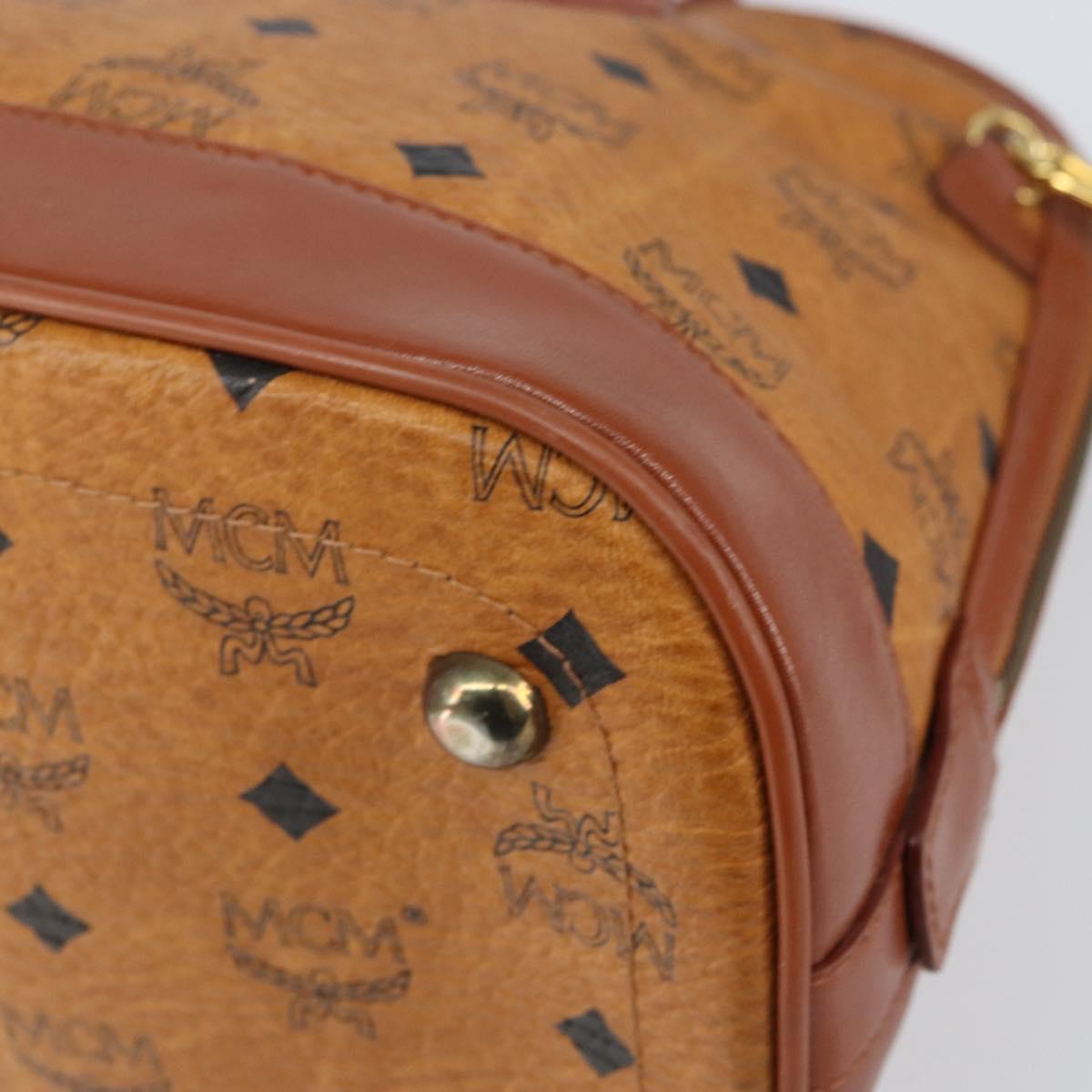 MCM Vicetos Logogram Hand Bag PVC Leather 2way Brown Gold Auth gh1460