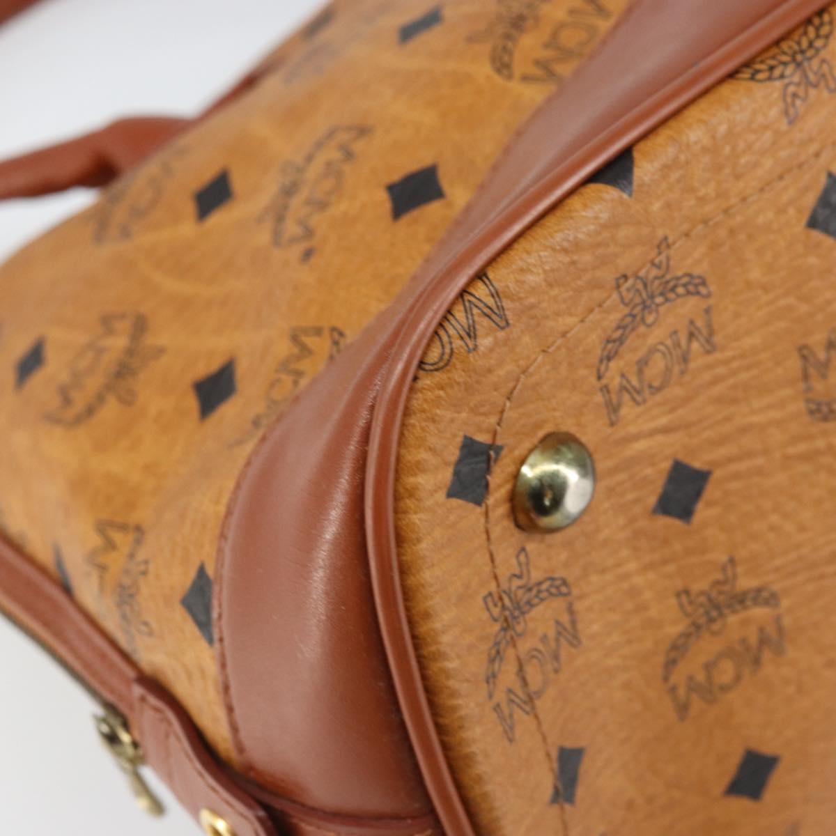 MCM Vicetos Logogram Hand Bag PVC Leather 2way Brown Gold Auth gh1460