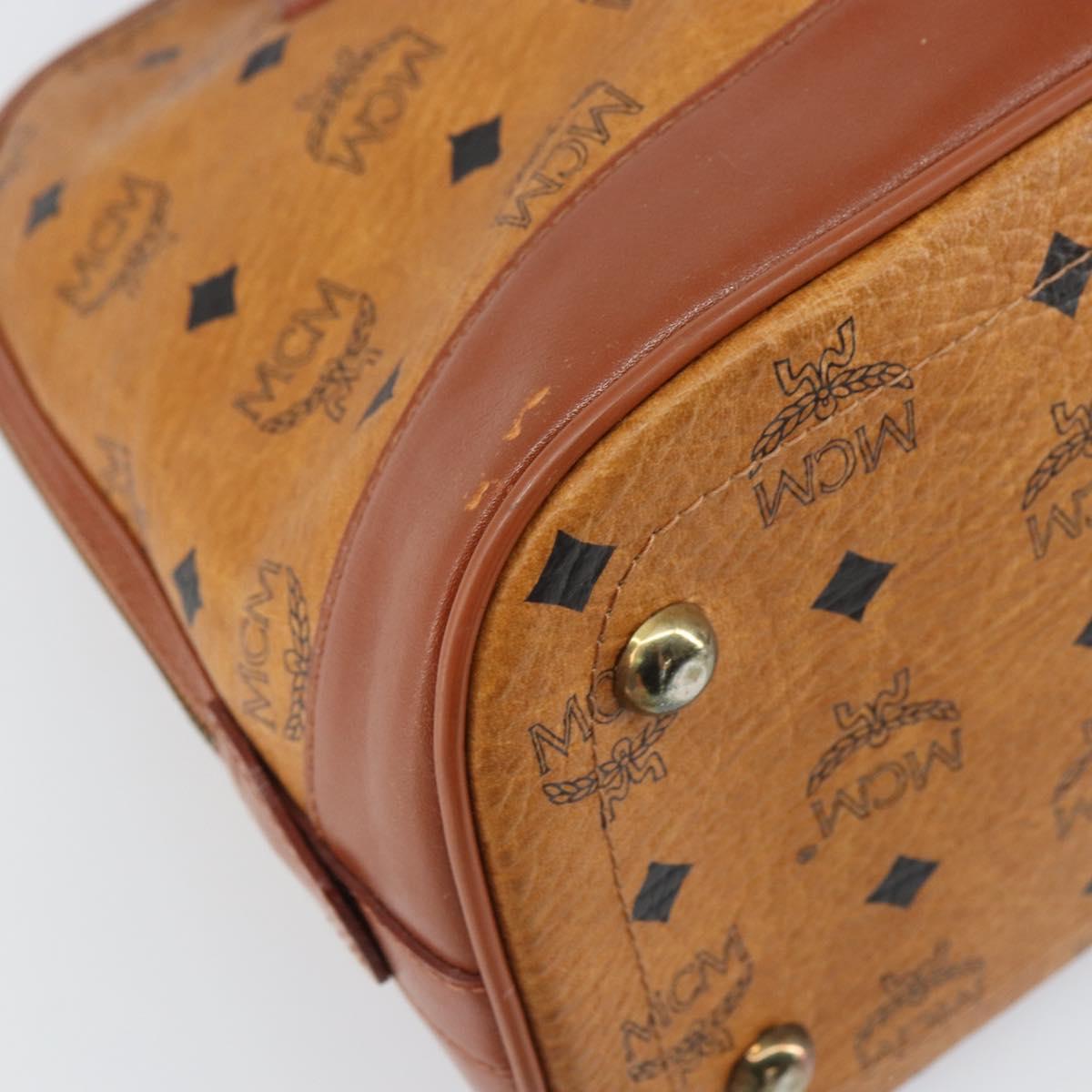 MCM Vicetos Logogram Hand Bag PVC Leather 2way Brown Gold Auth gh1460