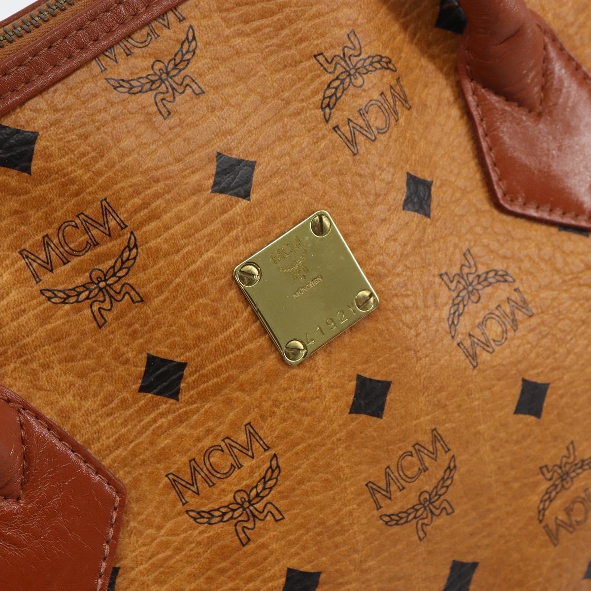 MCM Vicetos Logogram Hand Bag PVC Leather 2way Brown Gold Auth gh1460