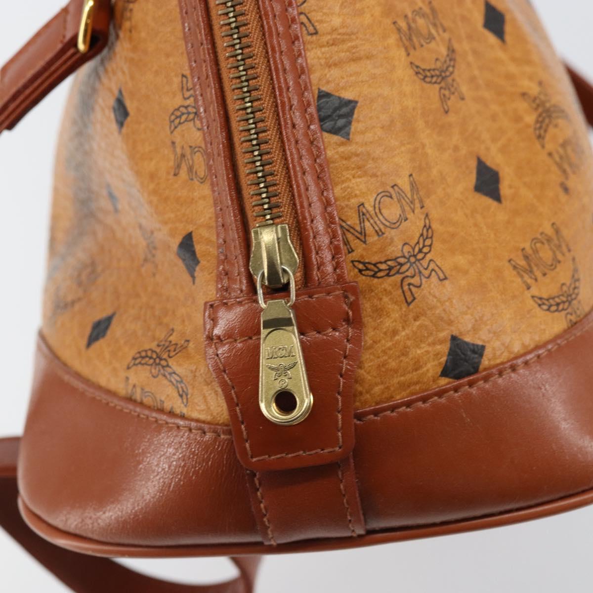 MCM Vicetos Logogram Hand Bag PVC Leather 2way Brown Gold Auth gh1460