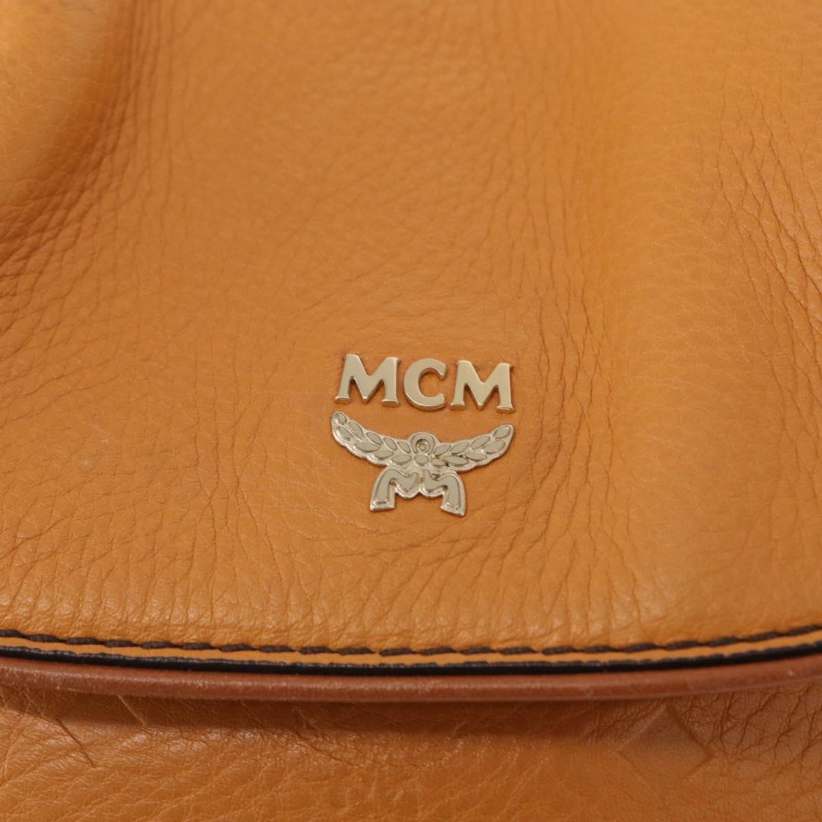 MCM Vicetos Logogram Shoulder Bag Leather Brown Gold Auth gh1463