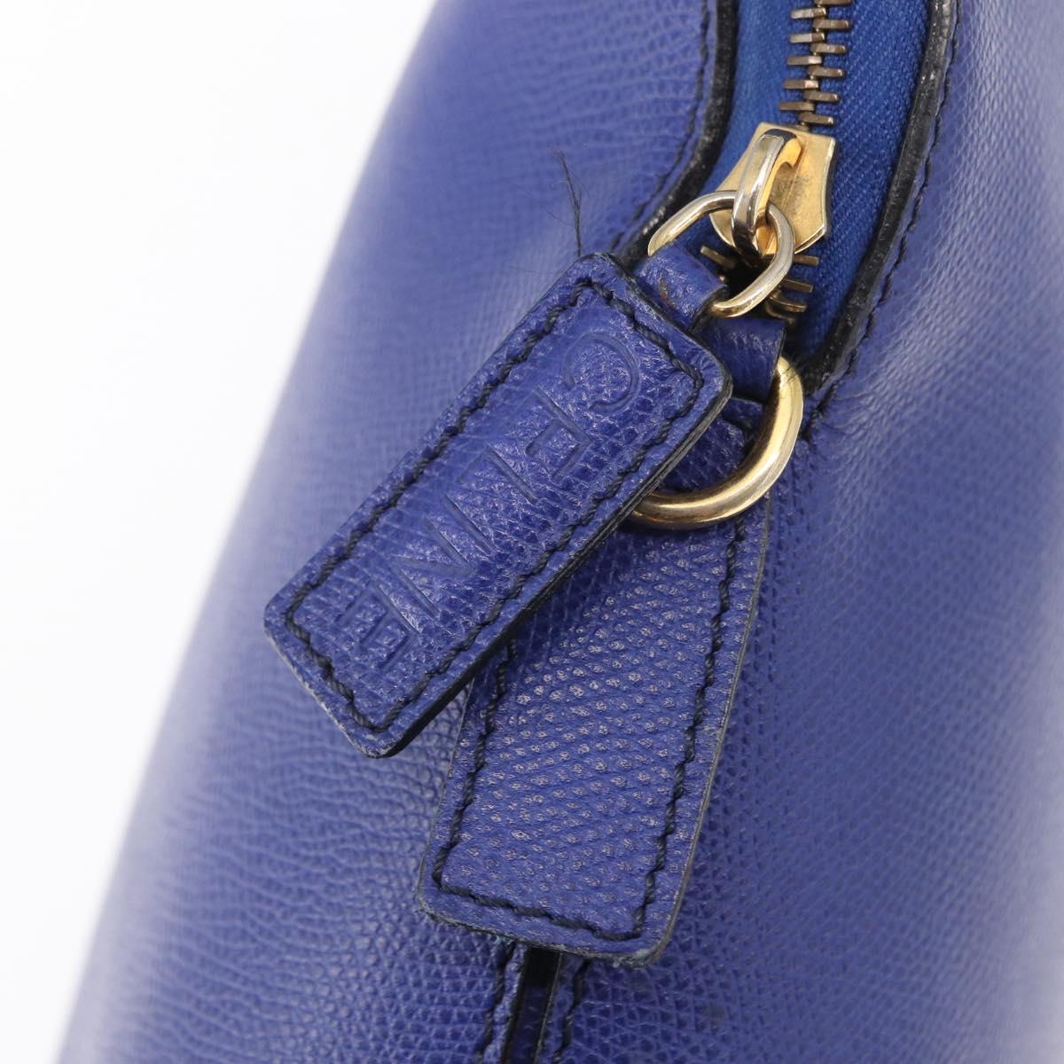 CELINE Hand Bag Leather Blue Gold Auth gh1466