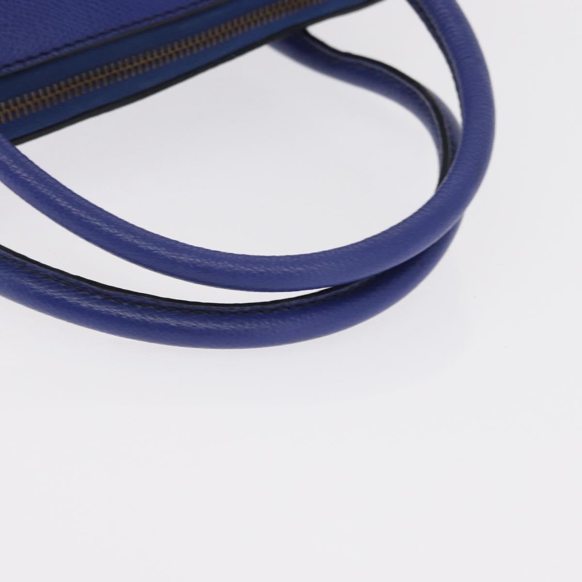 CELINE Hand Bag Leather Blue Gold Auth gh1466